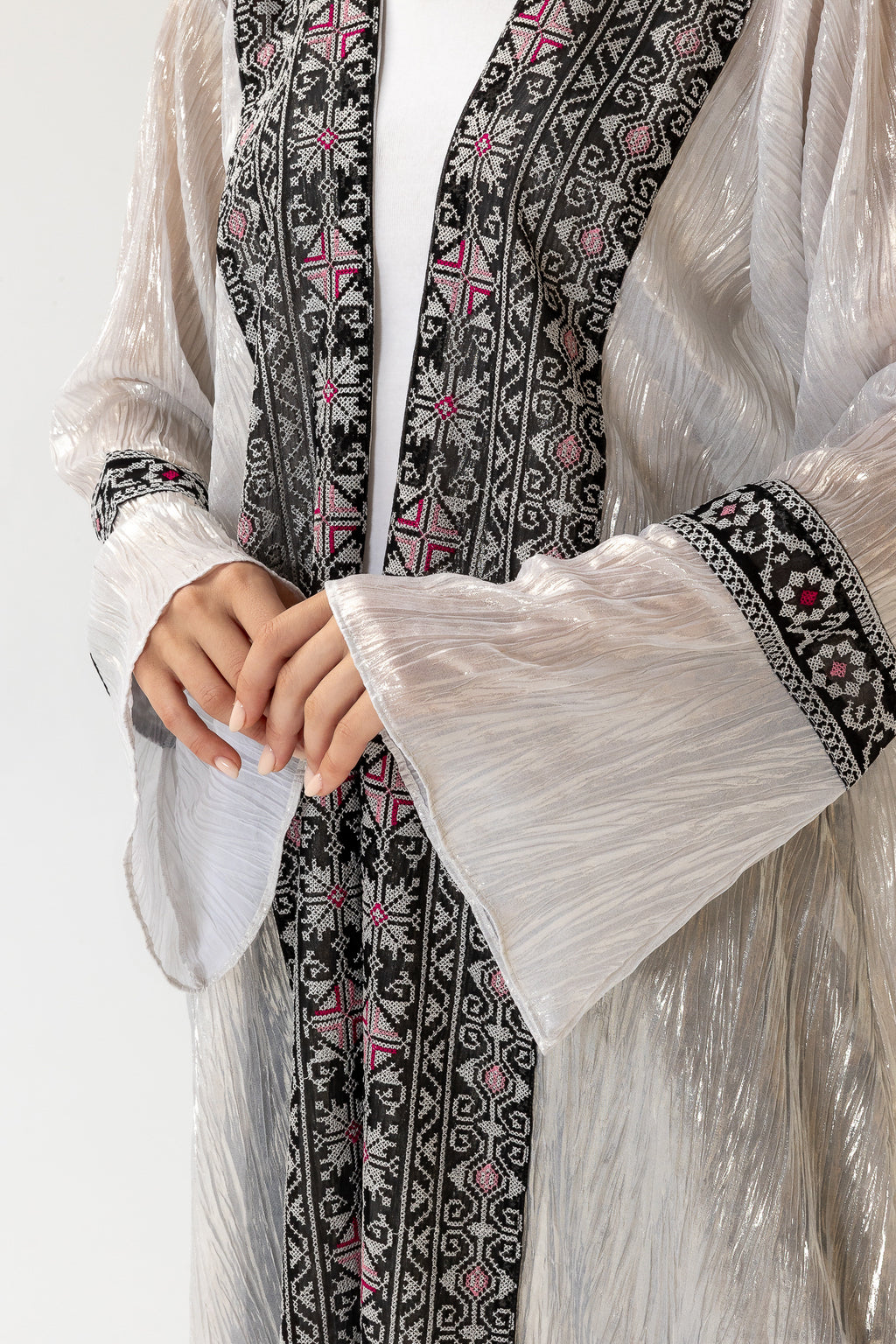 Ivory Abaya with Embroidery