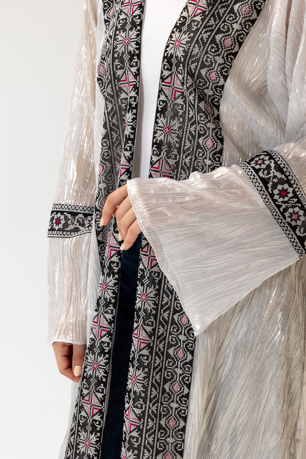 Ivory Abaya with Embroidery