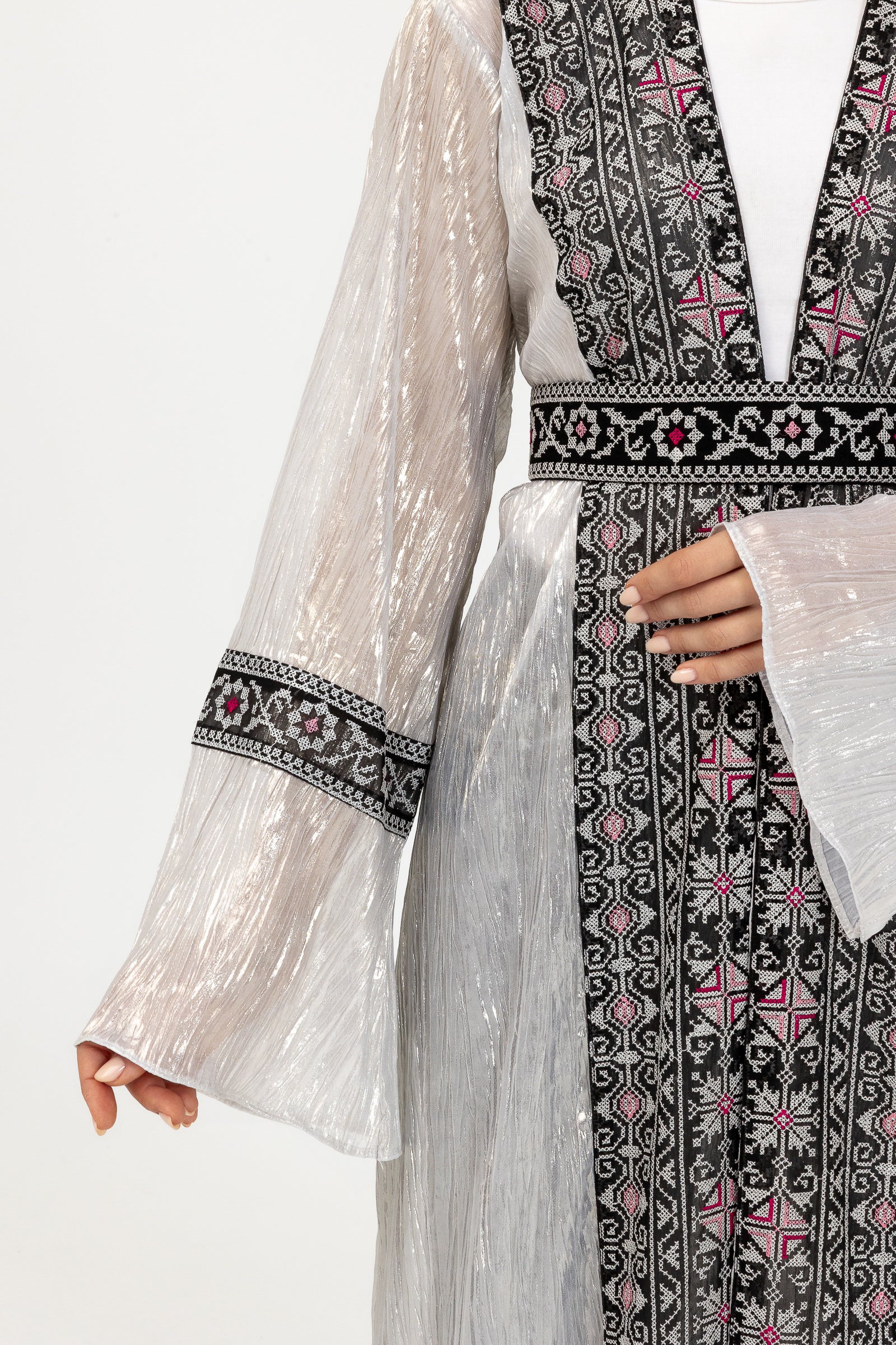 Ivory Abaya with Embroidery
