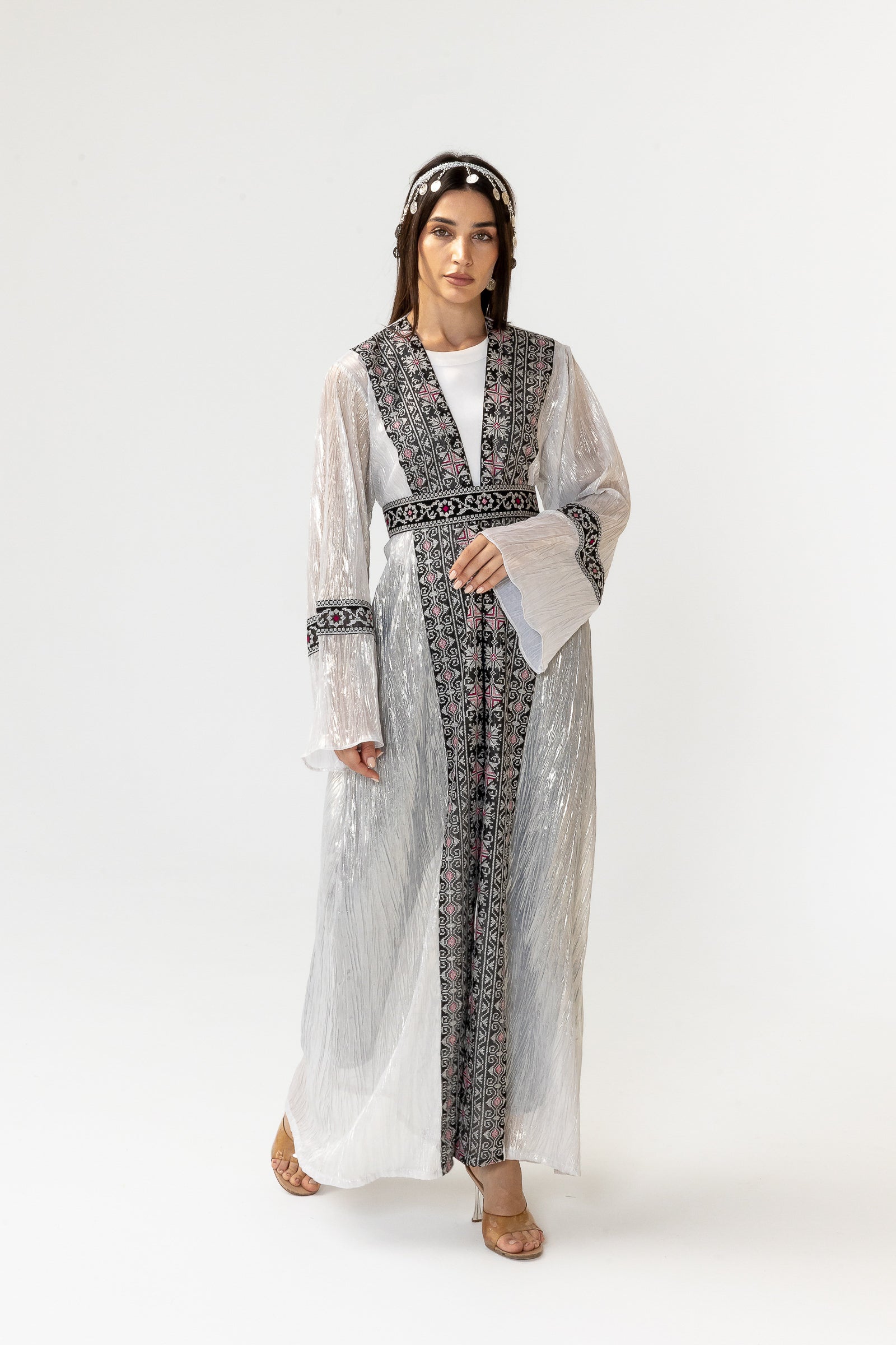 Ivory Abaya with Embroidery