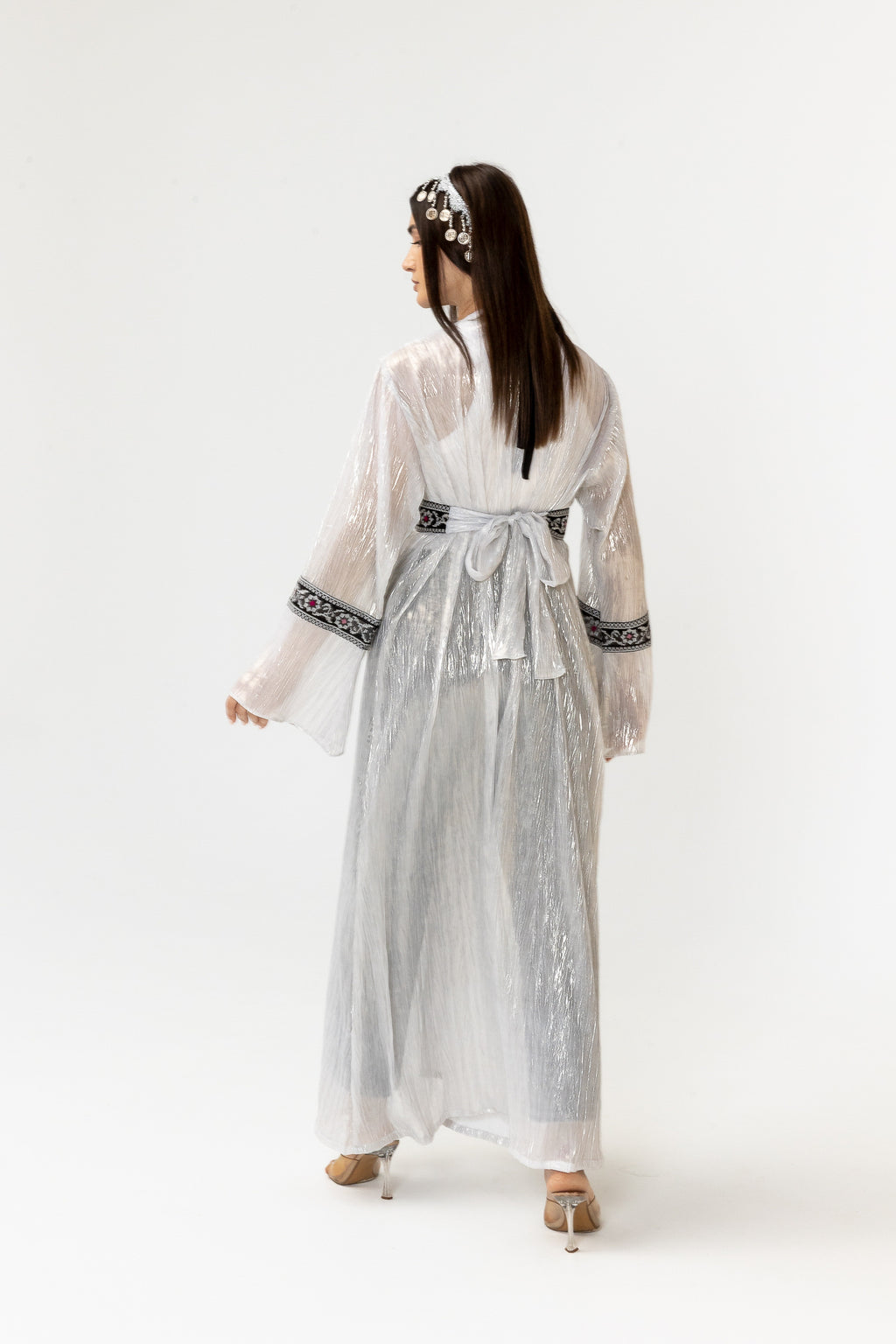 Ivory Abaya with Embroidery
