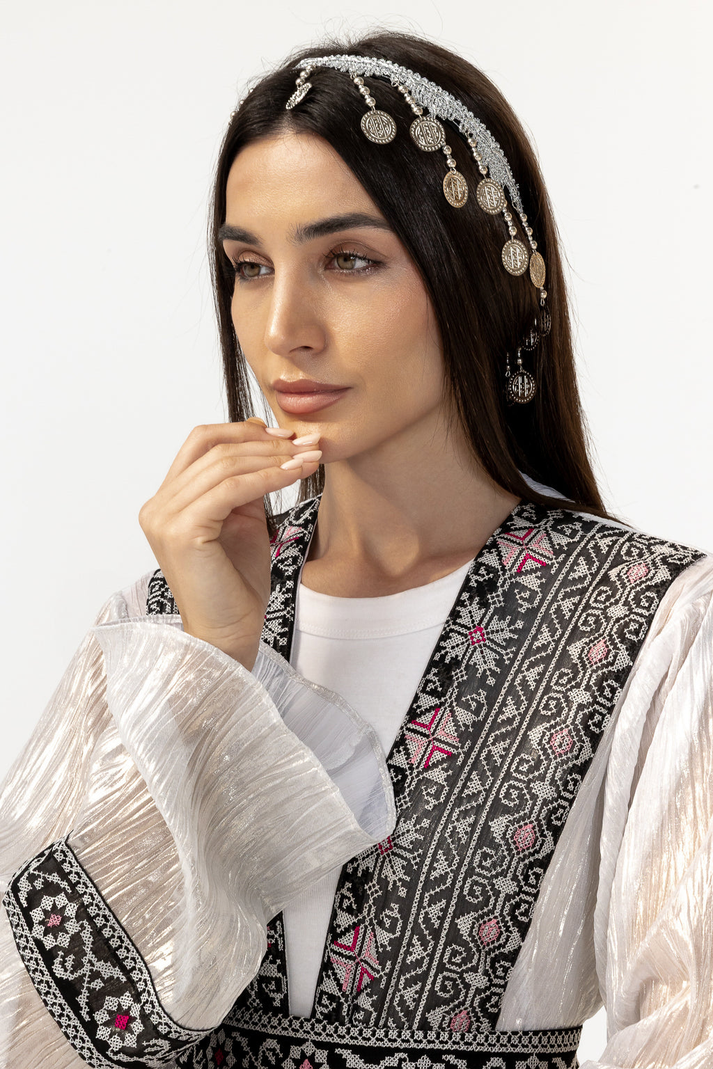 Silver Coin Chain Headpiece