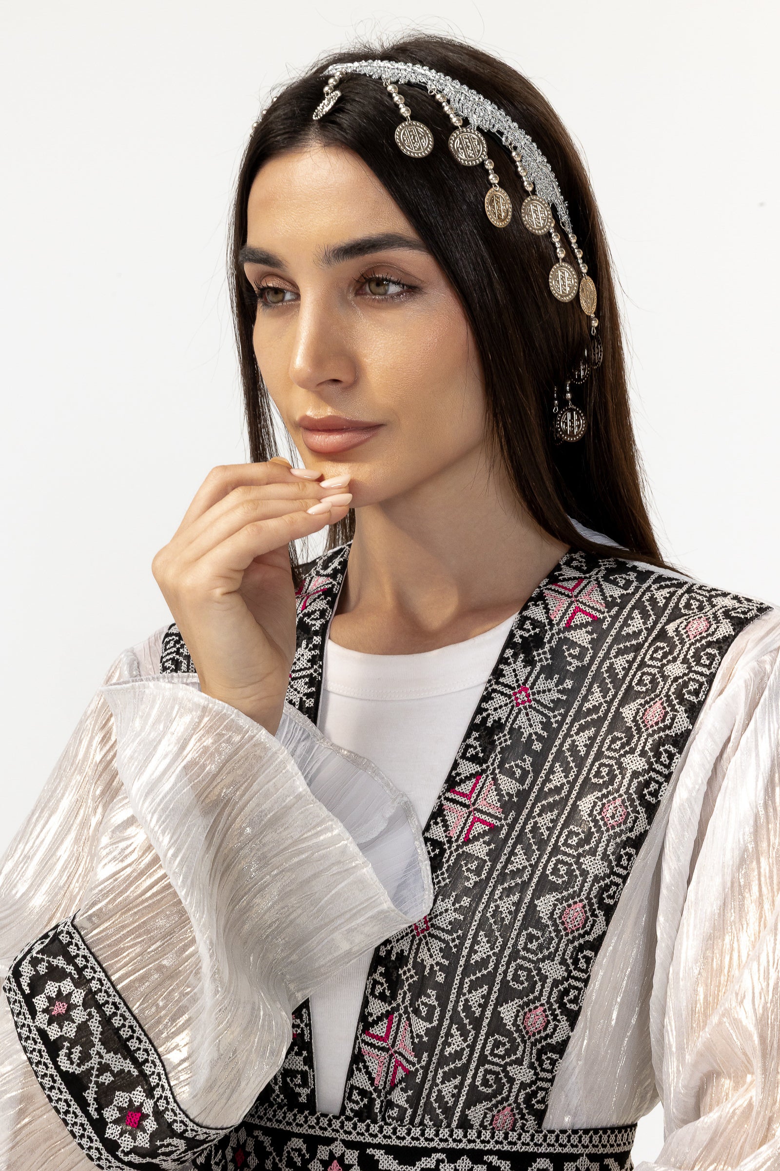 Silver Coin Chain Headpiece