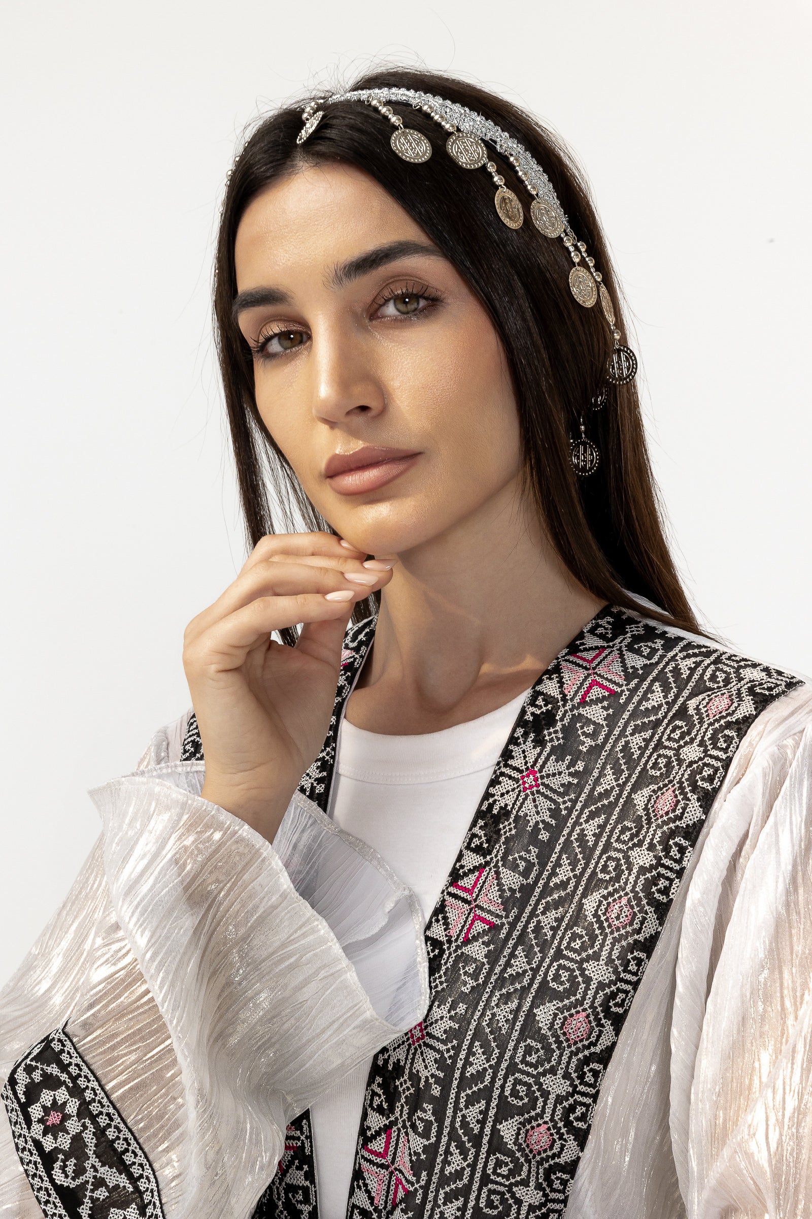 Silver Coin Chain Headpiece