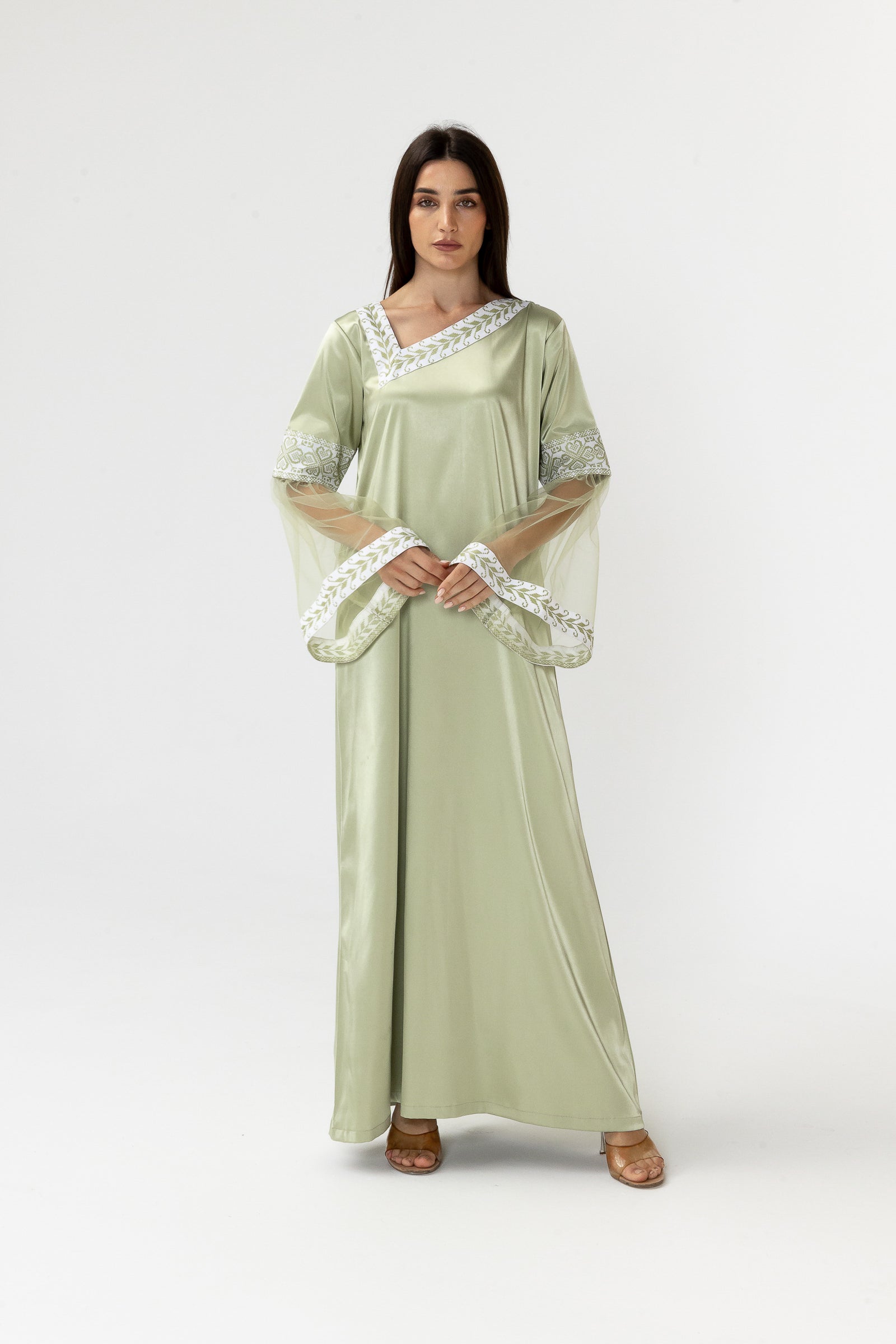 Embroidered Dress with Detachable Sheer Skirt