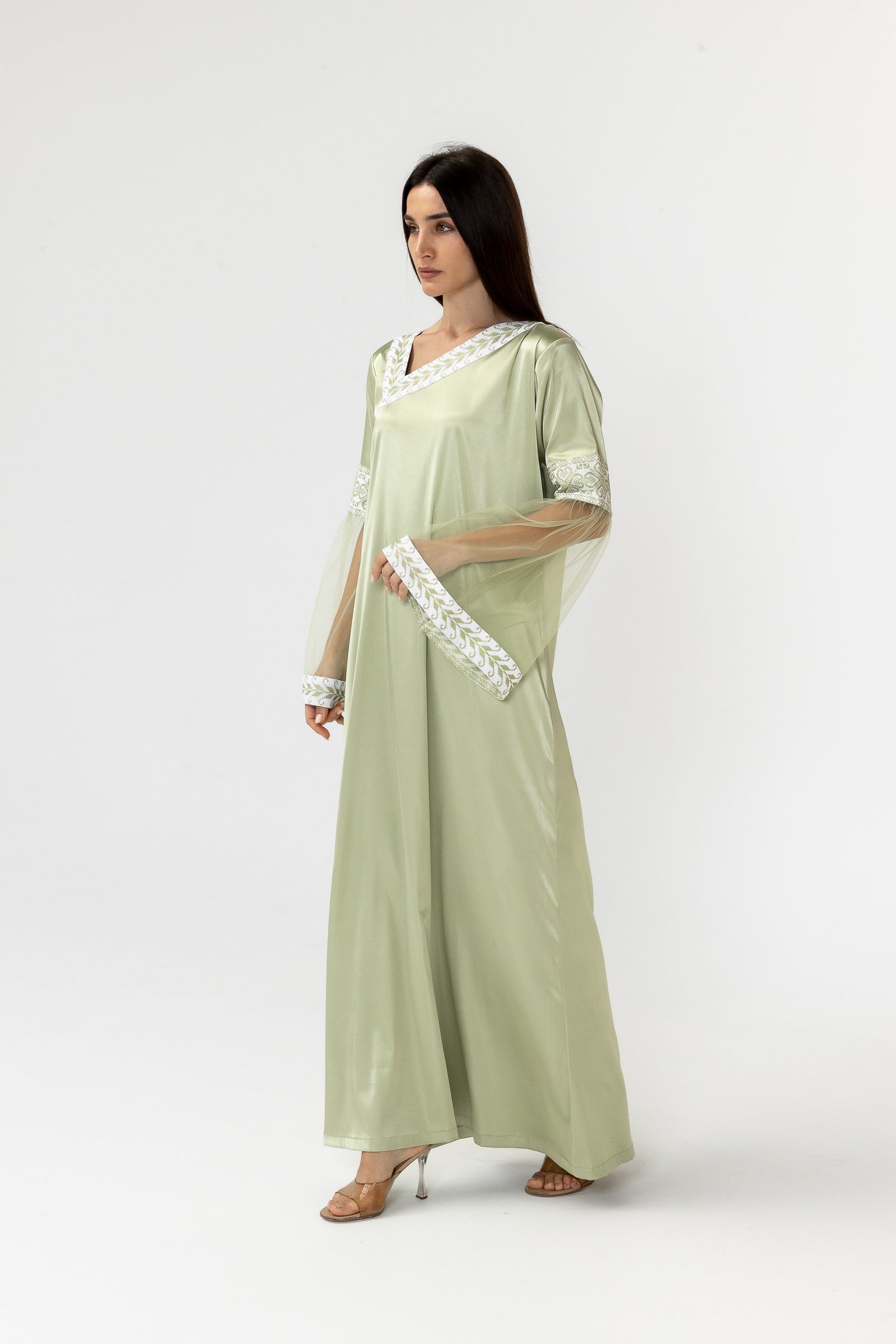Embroidered Dress with Detachable Sheer Skirt