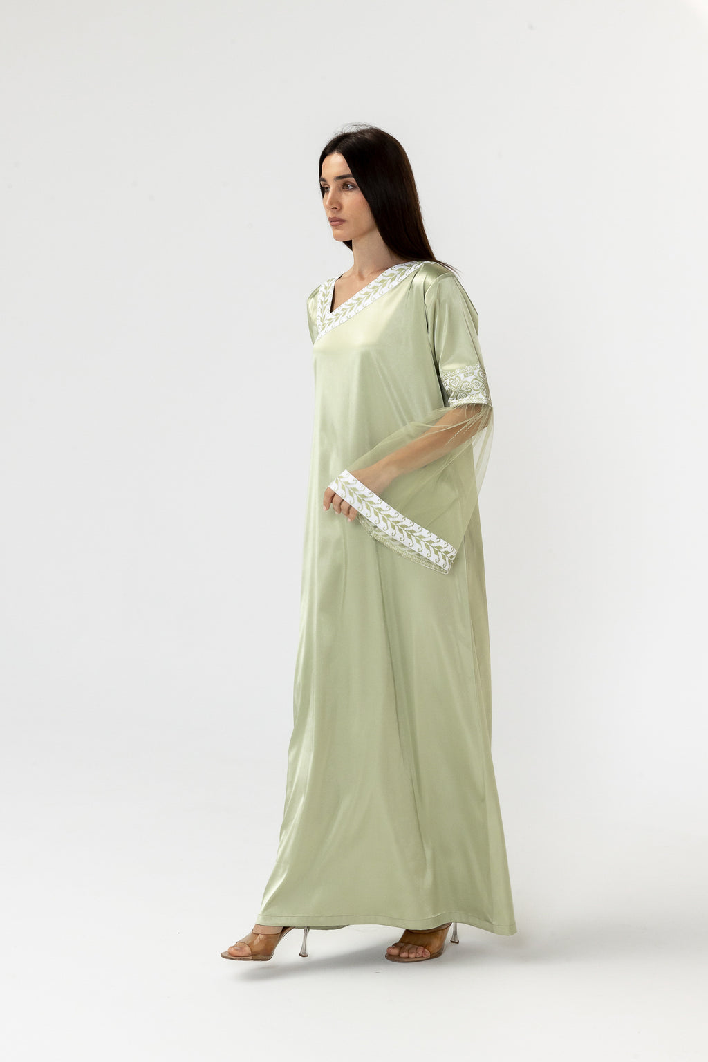 Embroidered Dress with Detachable Sheer Skirt