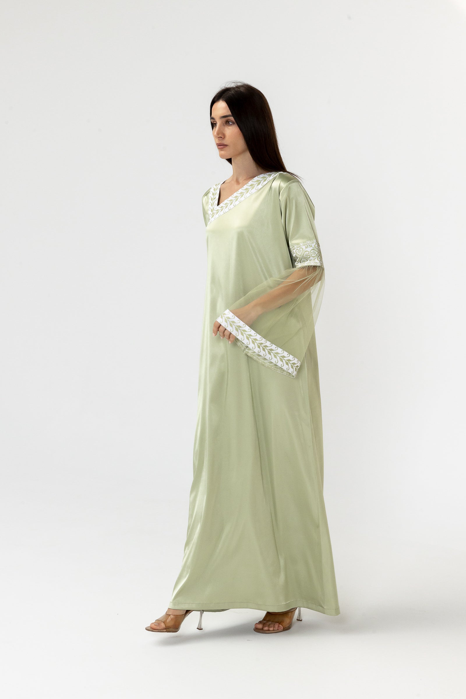 Embroidered Dress with Detachable Sheer Skirt
