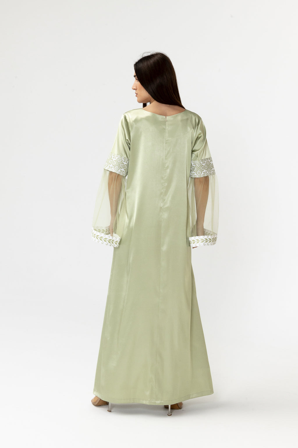 Embroidered Dress with Detachable Sheer Skirt