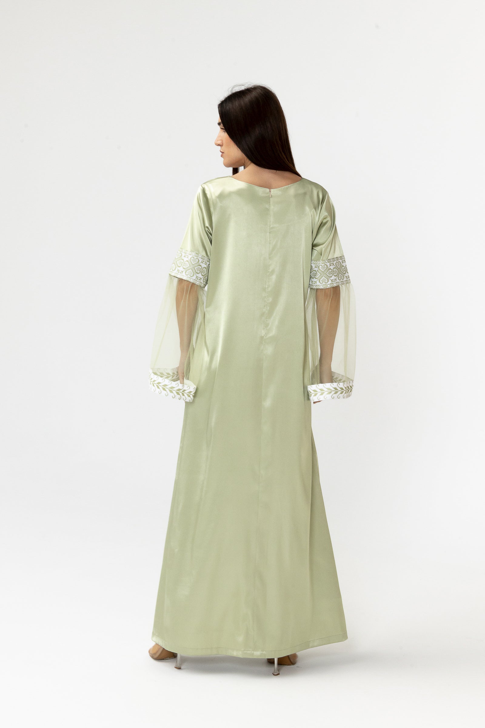 Embroidered Dress with Detachable Sheer Skirt