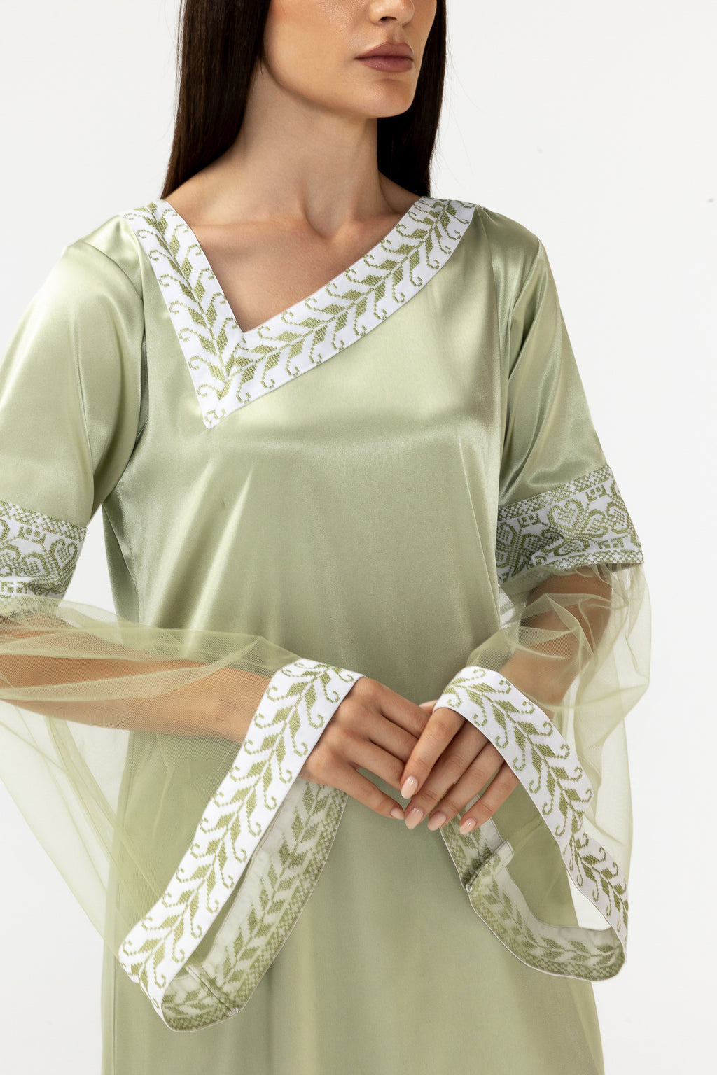 Embroidered Dress with Detachable Sheer Skirt