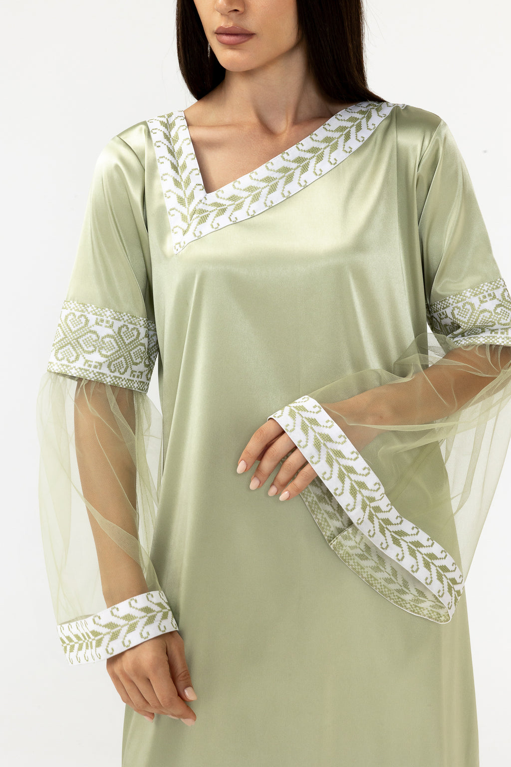 Embroidered Dress with Detachable Sheer Skirt