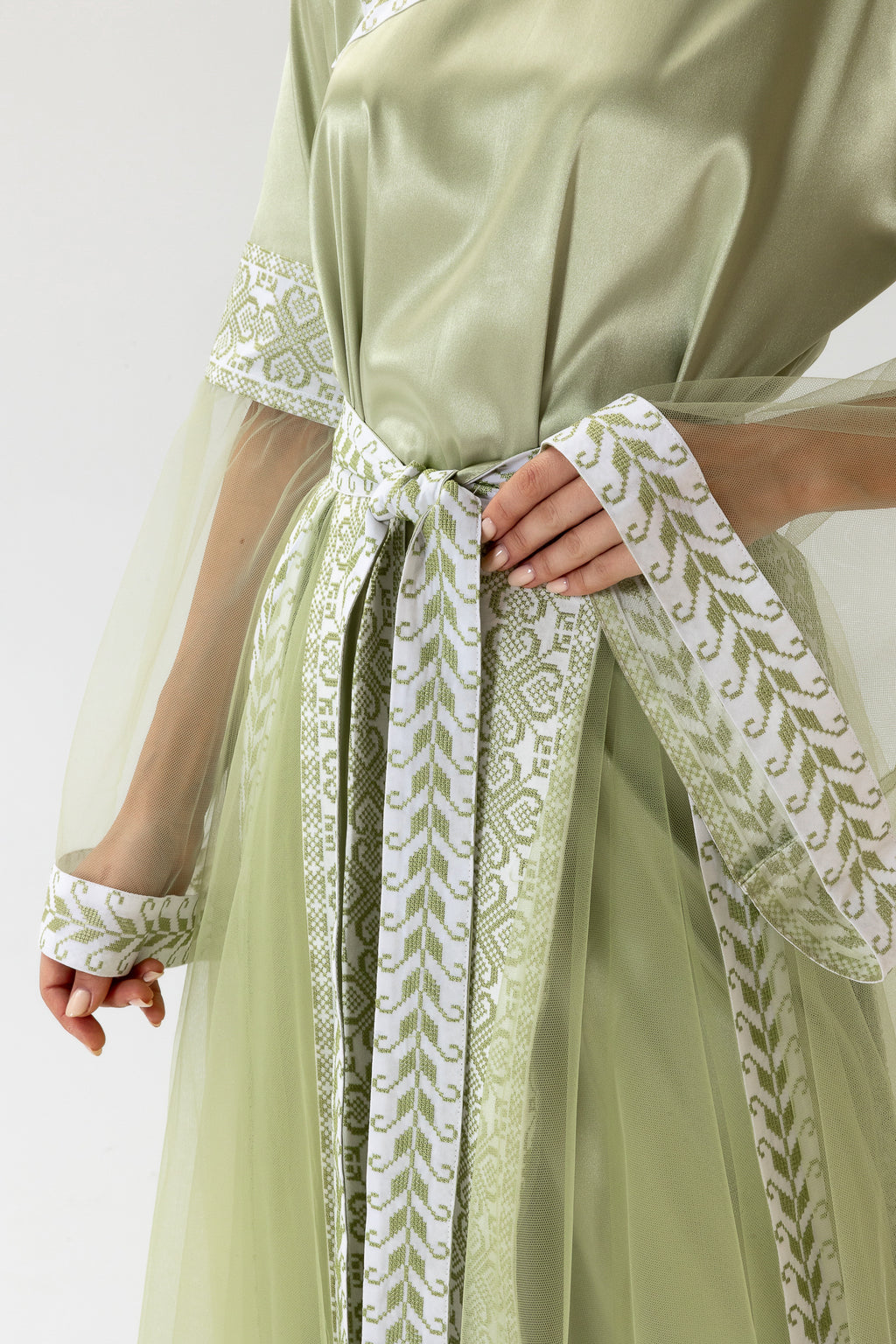 Embroidered Dress with Detachable Sheer Skirt