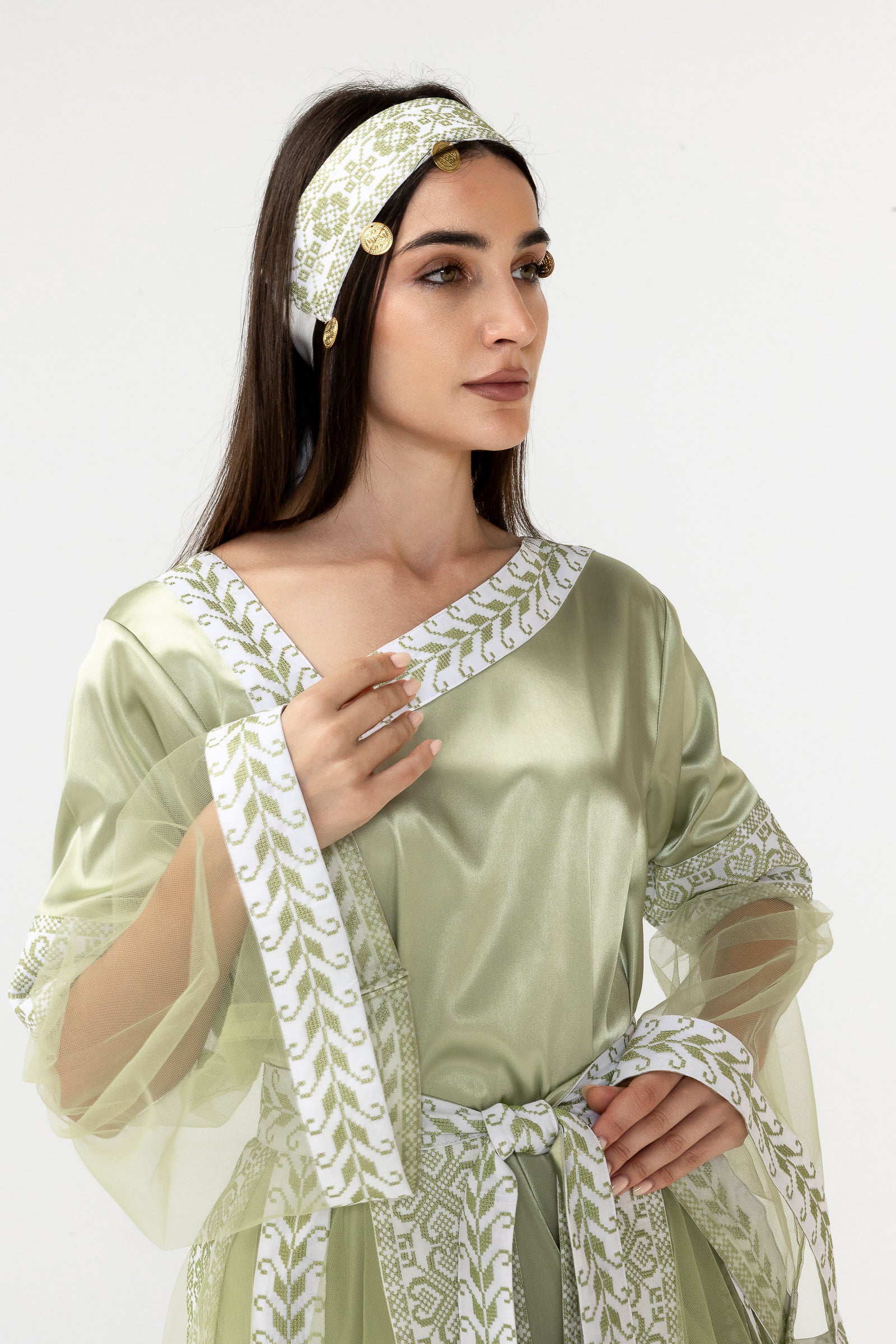 Embroidered Dress with Detachable Sheer Skirt