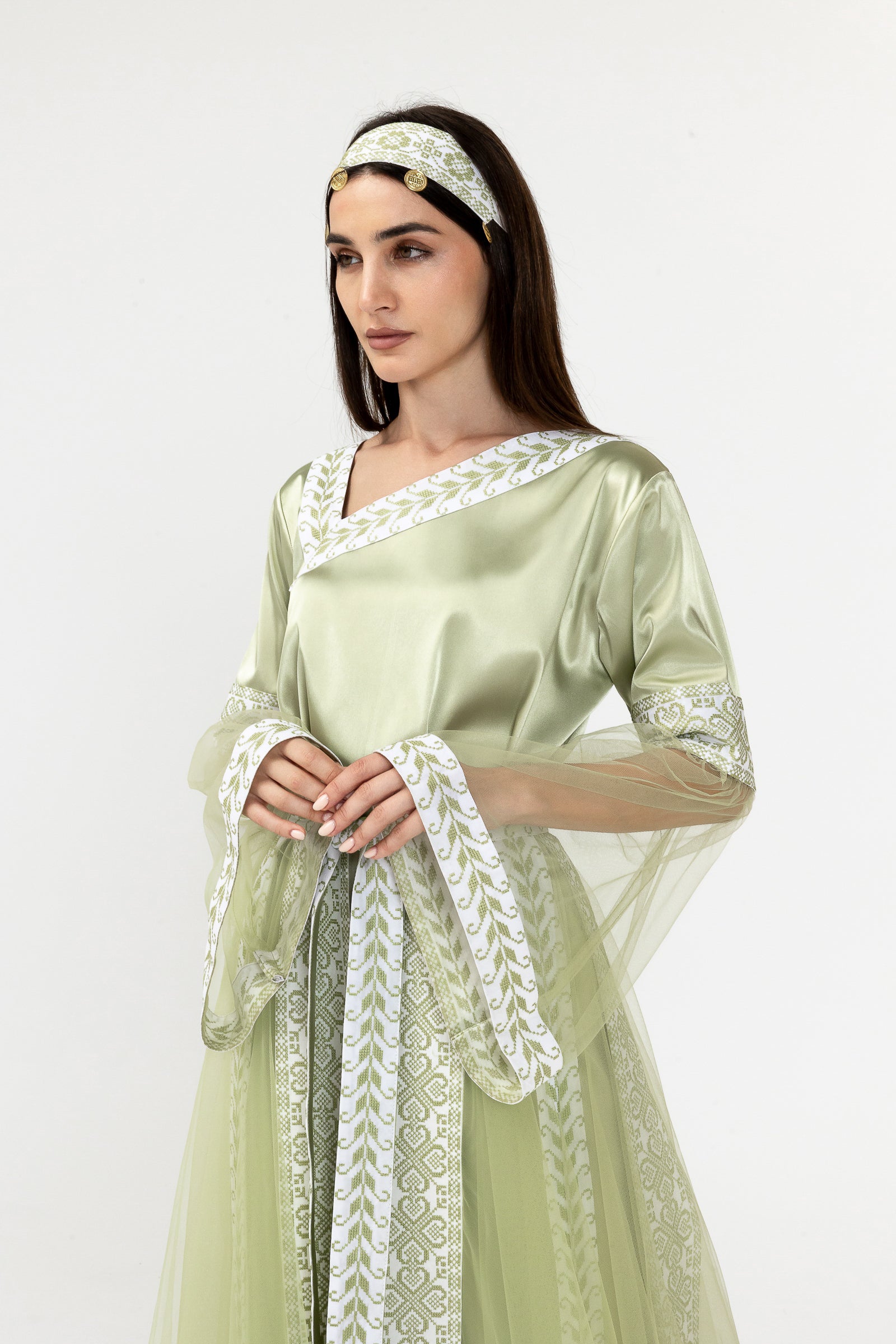 Embroidered Dress with Removable Overlay Skirt