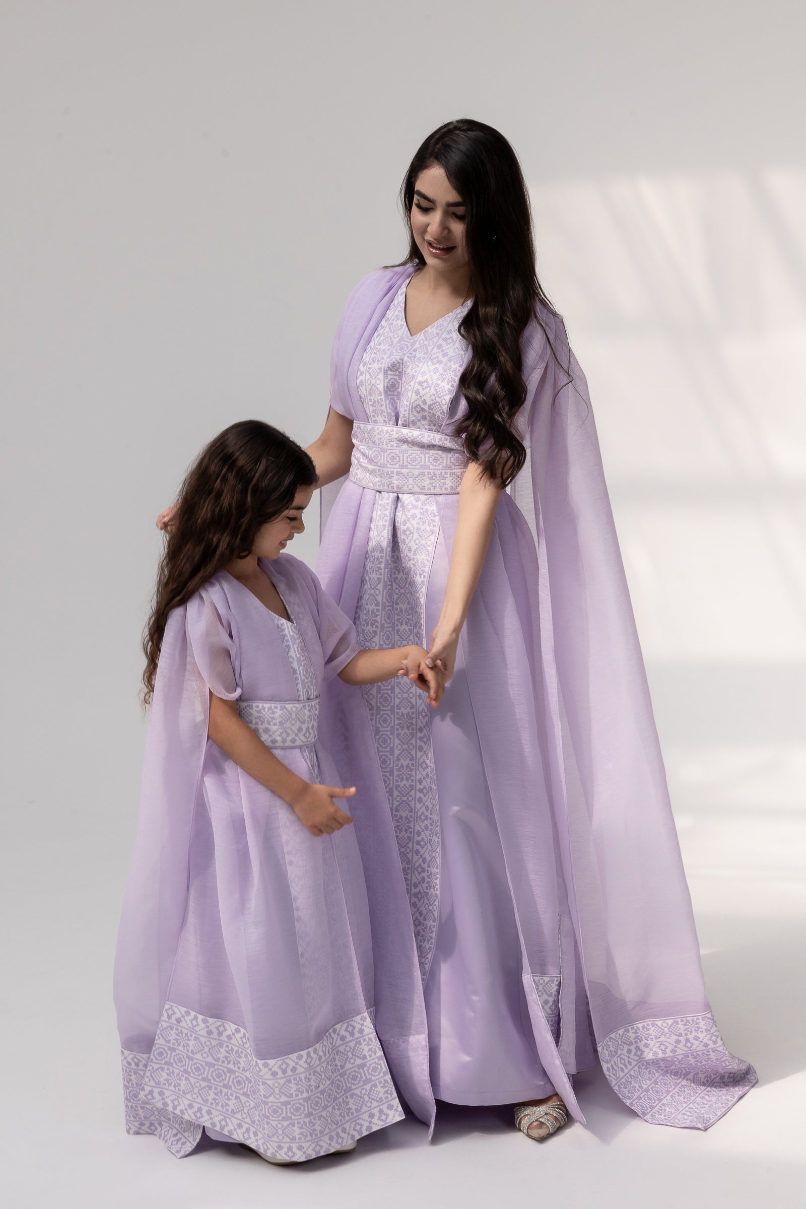 Lilac Embroidered Cape Kaftan