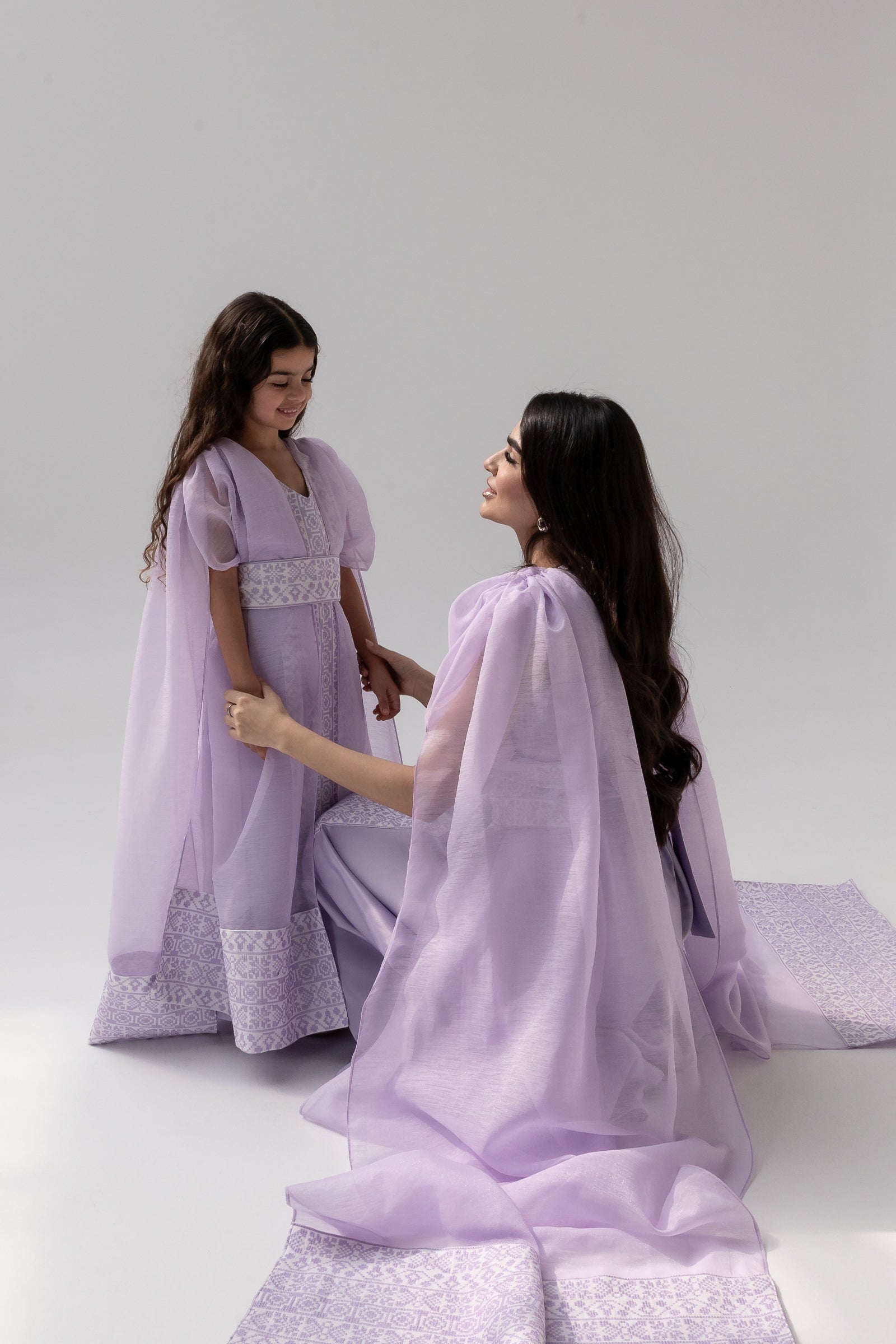 Lilac Embroidered Cape Kaftan