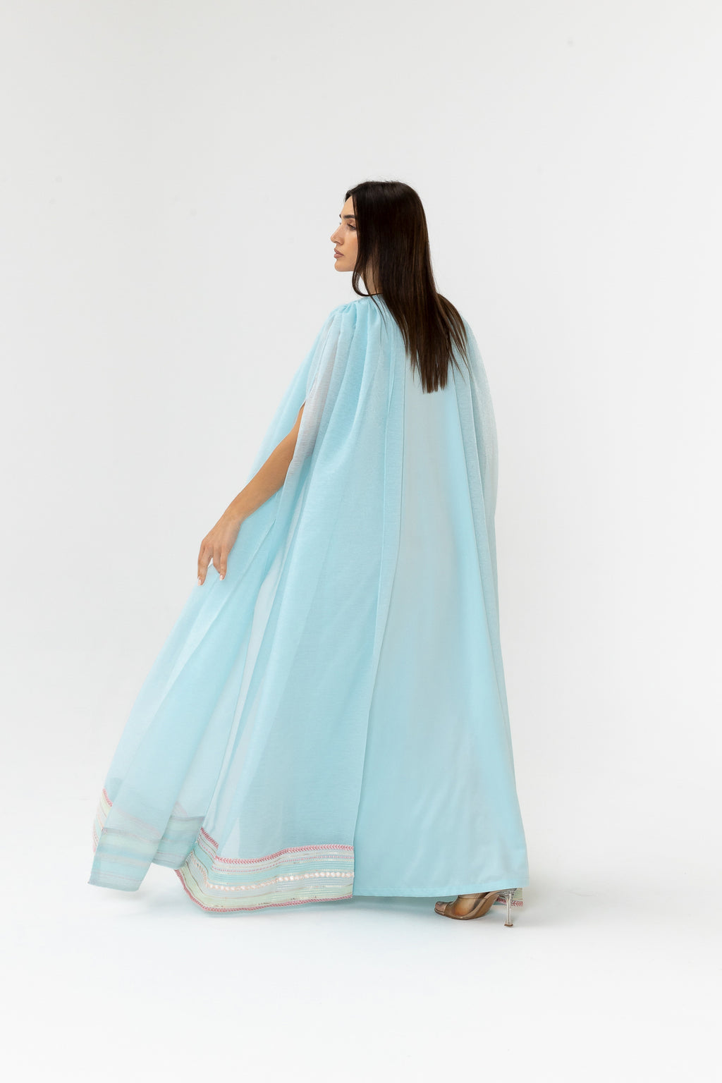 Blue Embellished Cape Kaftan