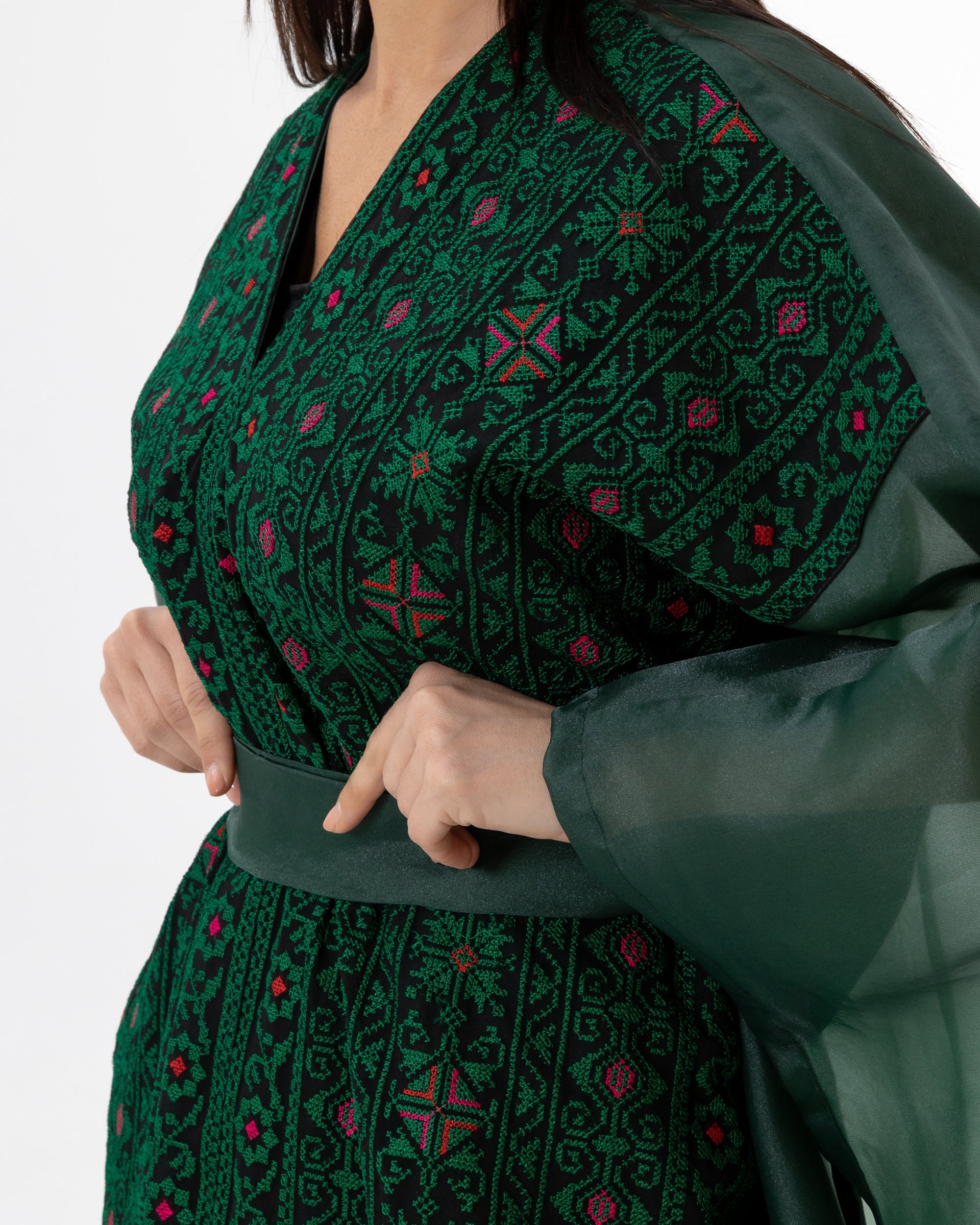 Emerald Open Cape with Embroidery