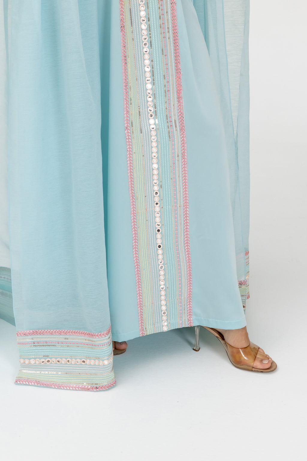 Blue Embellished Cape Kaftan