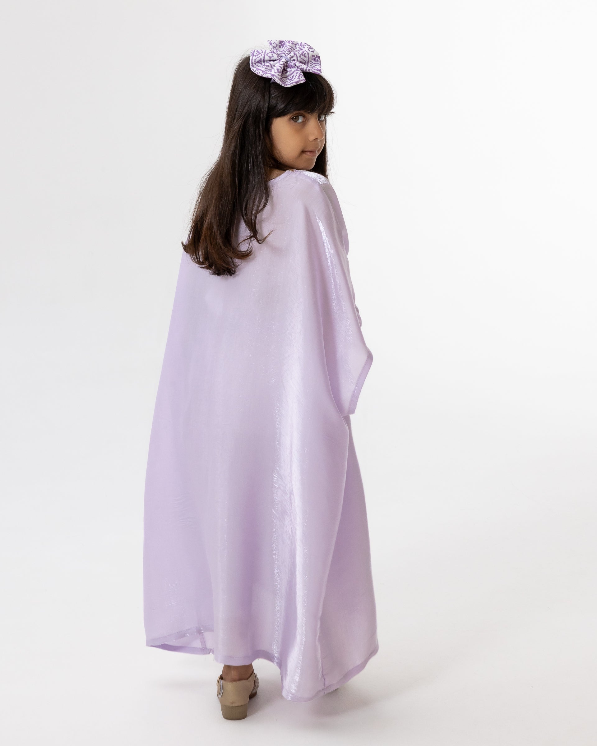 Kids Lavender  Kaftan with Colorful Embroidery