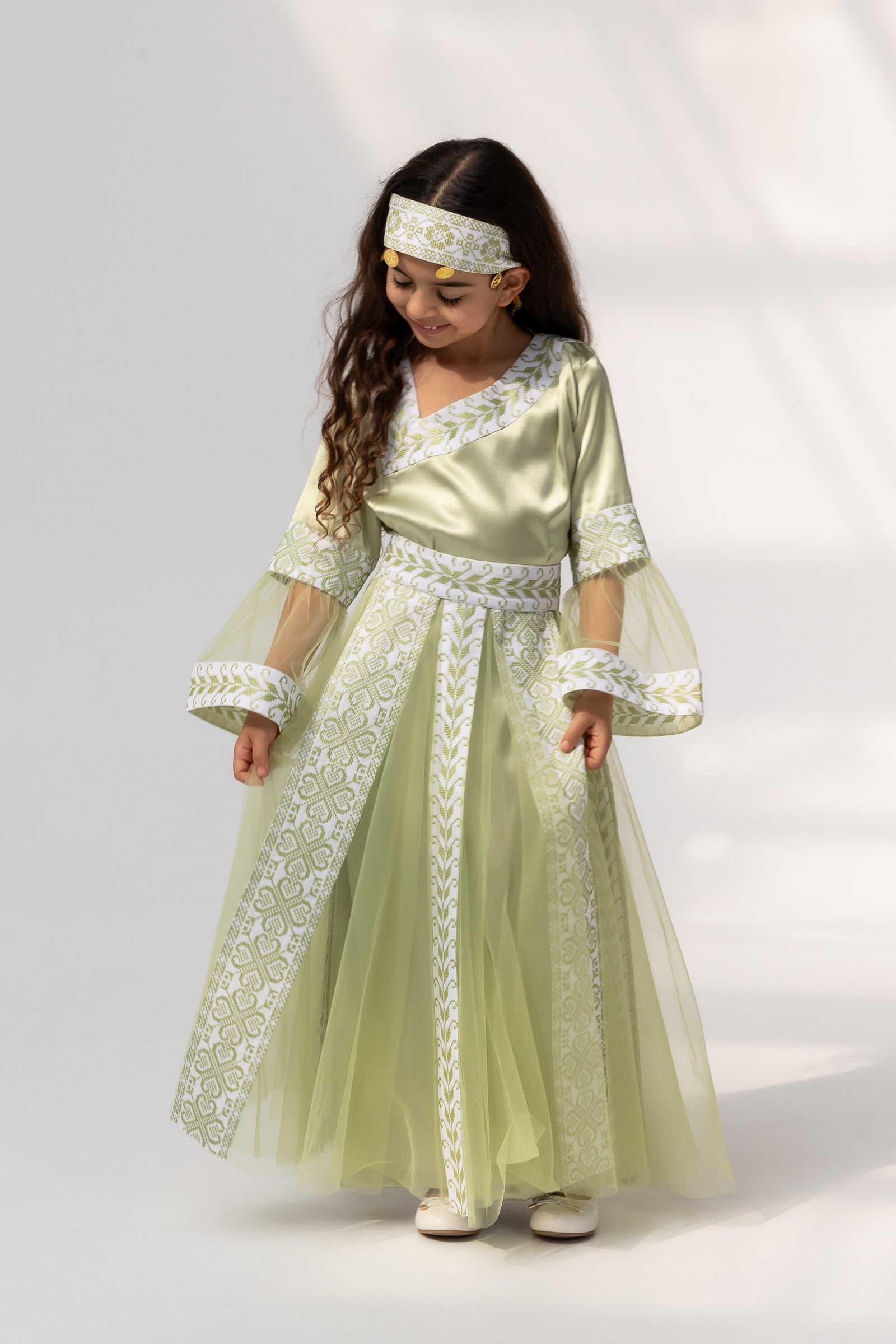 Kids Lime Dress with Detached Skirt