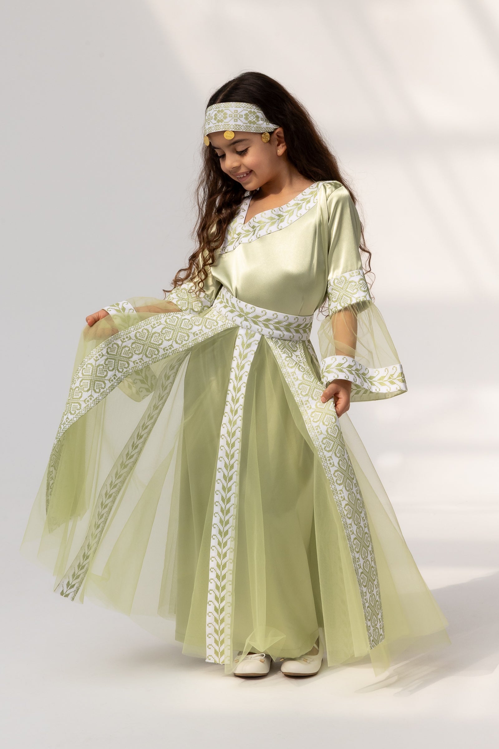 Kids Lime Dress with Detached Skirt