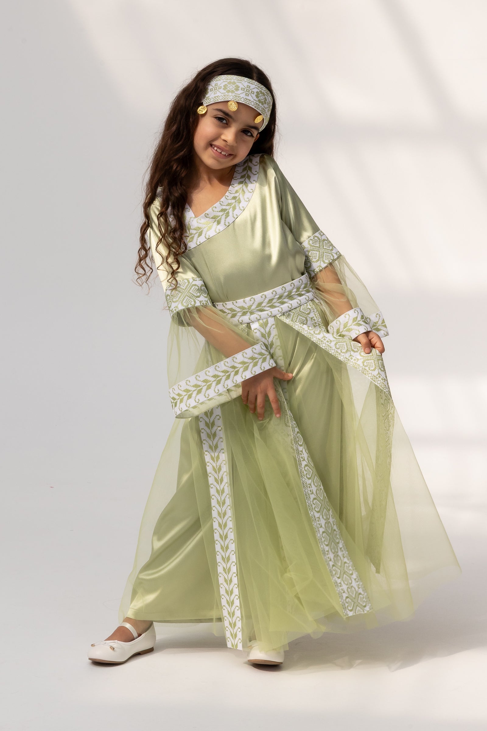 Kids Lime Dress with Detached Skirt