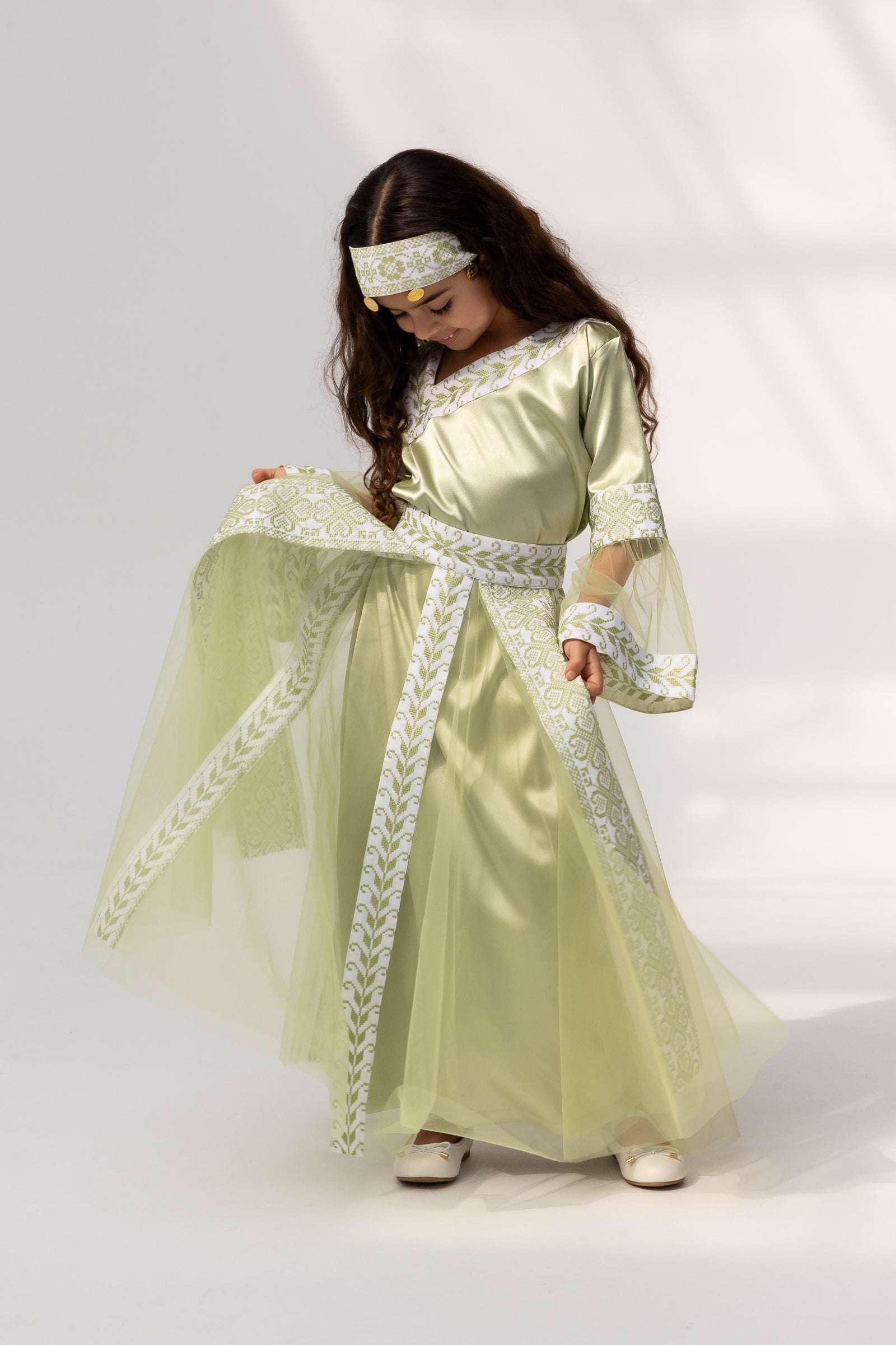 Kids Lime Dress with Detached Skirt