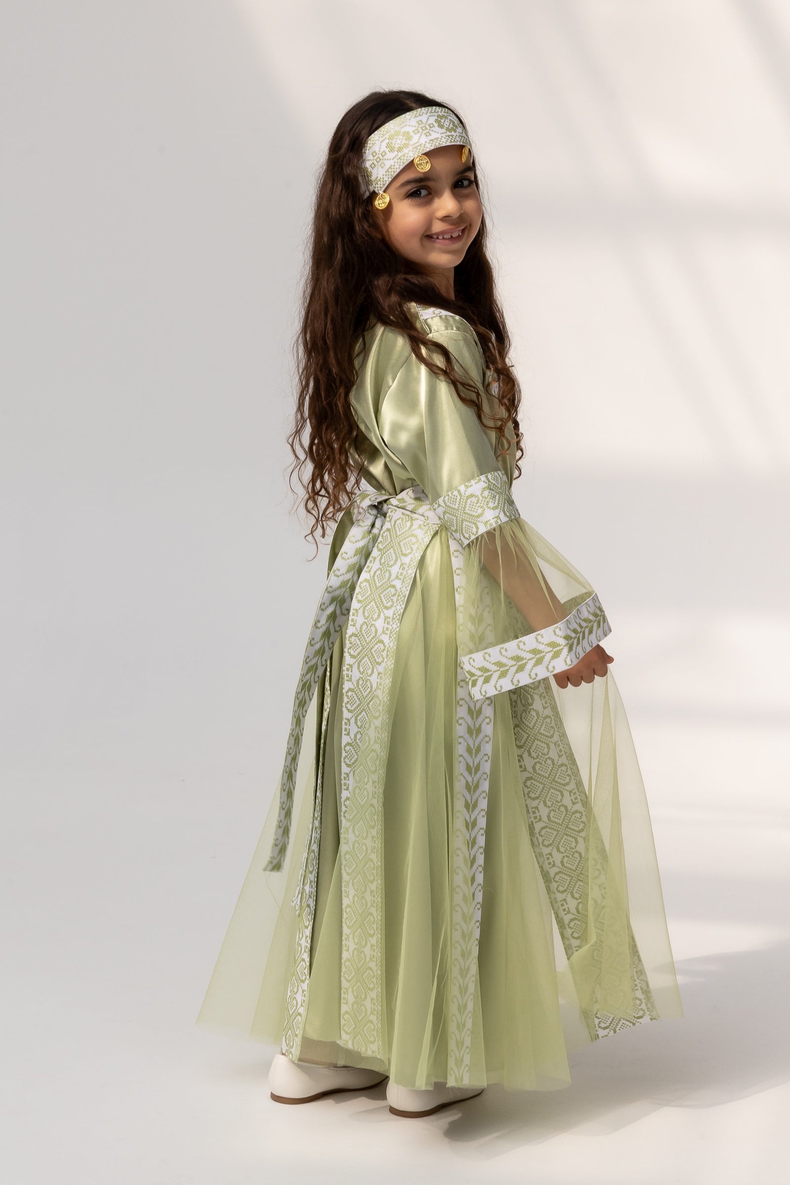 Kids Lime Dress with Detached Skirt