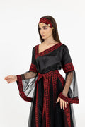 Black Embroidered Dress with Detachable Skirt
