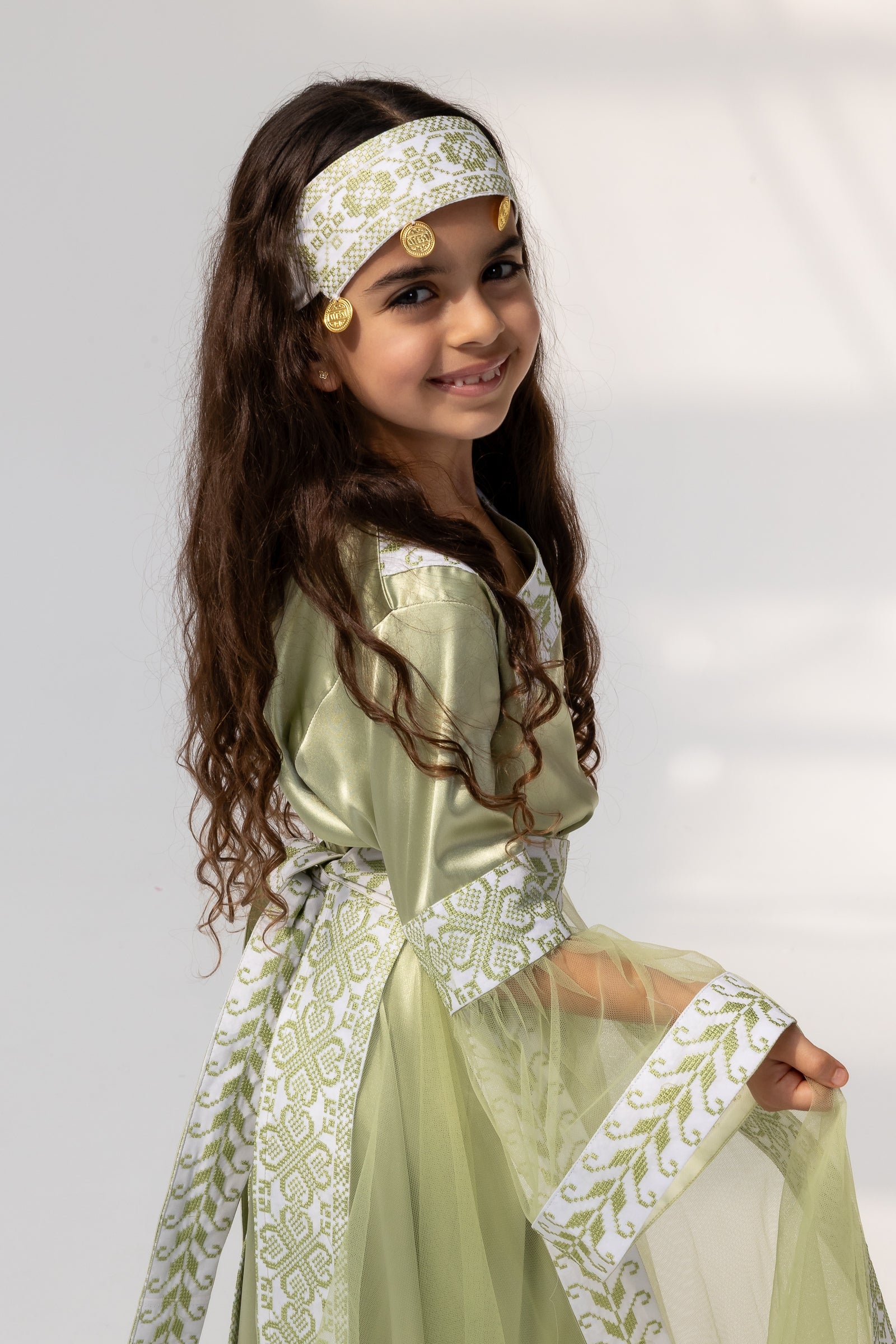 Kids Lime Dress with Detached Skirt
