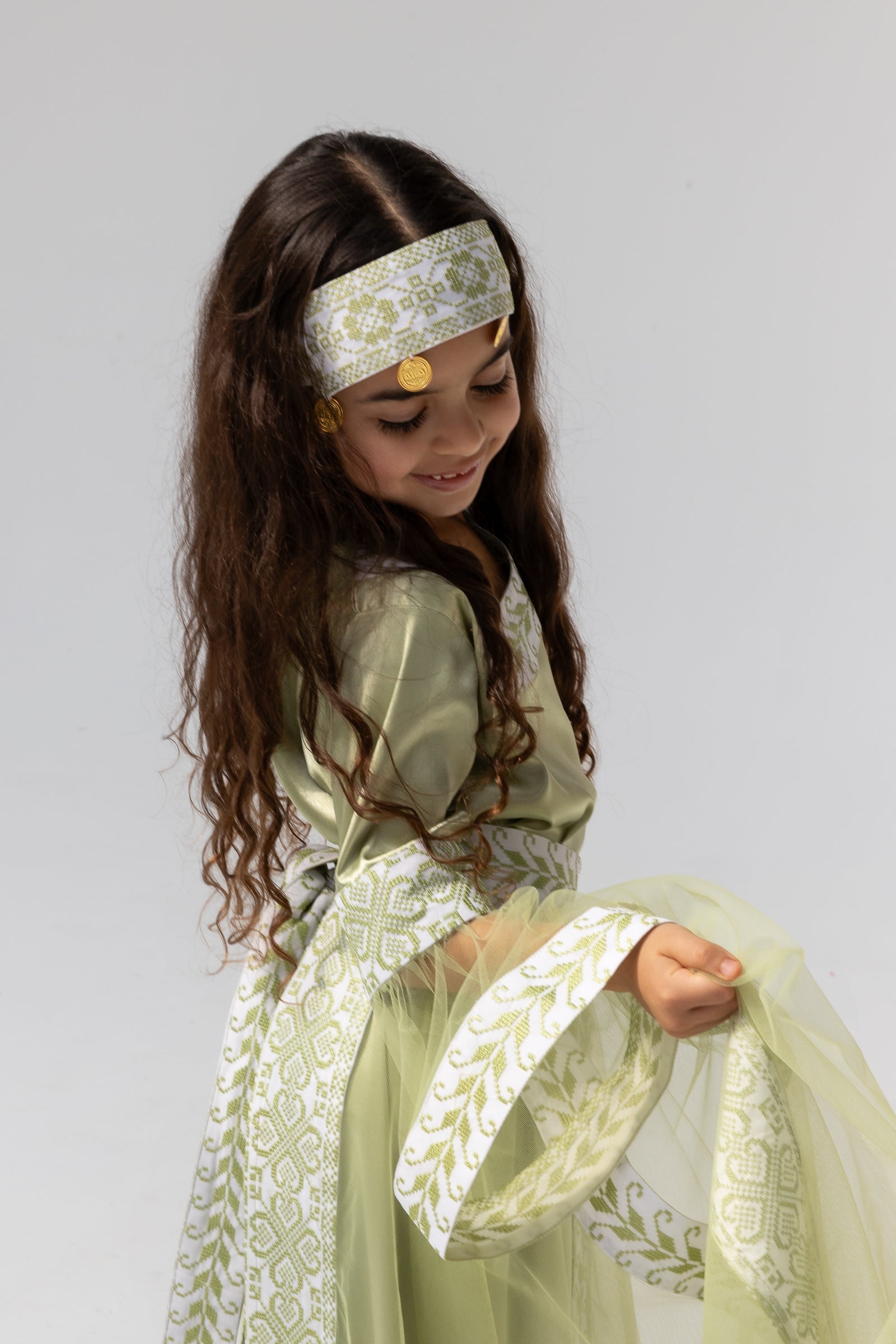Kids Lime Dress with Detached Skirt