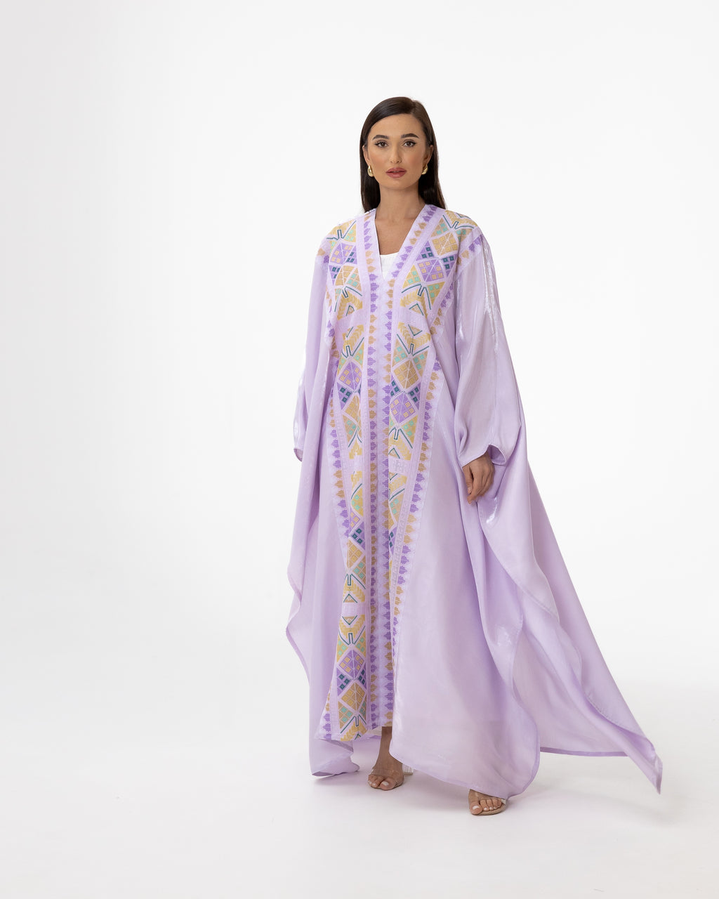 Lavender Open Cape with Embroidery