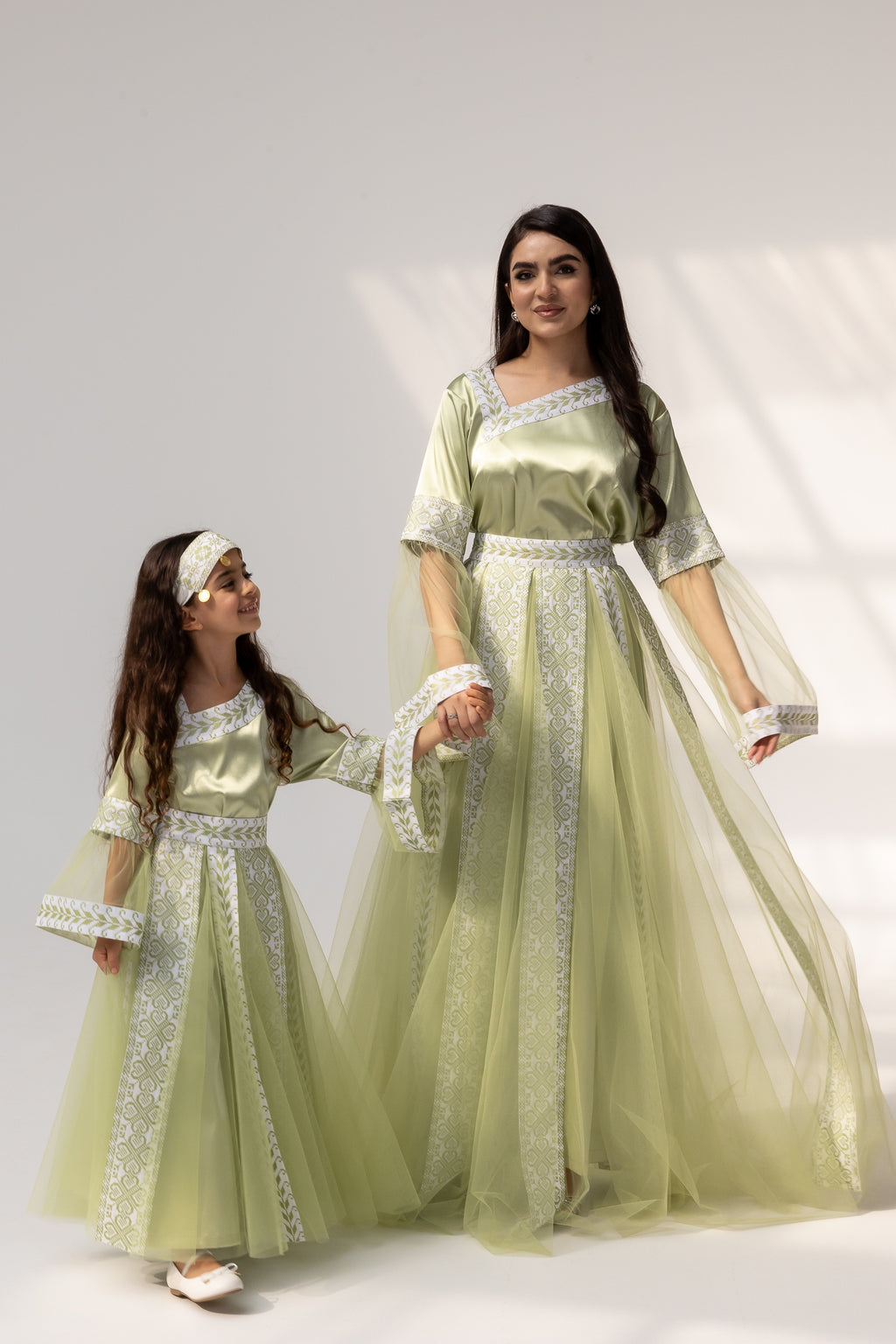 Embroidered Dress with Detachable Sheer Skirt