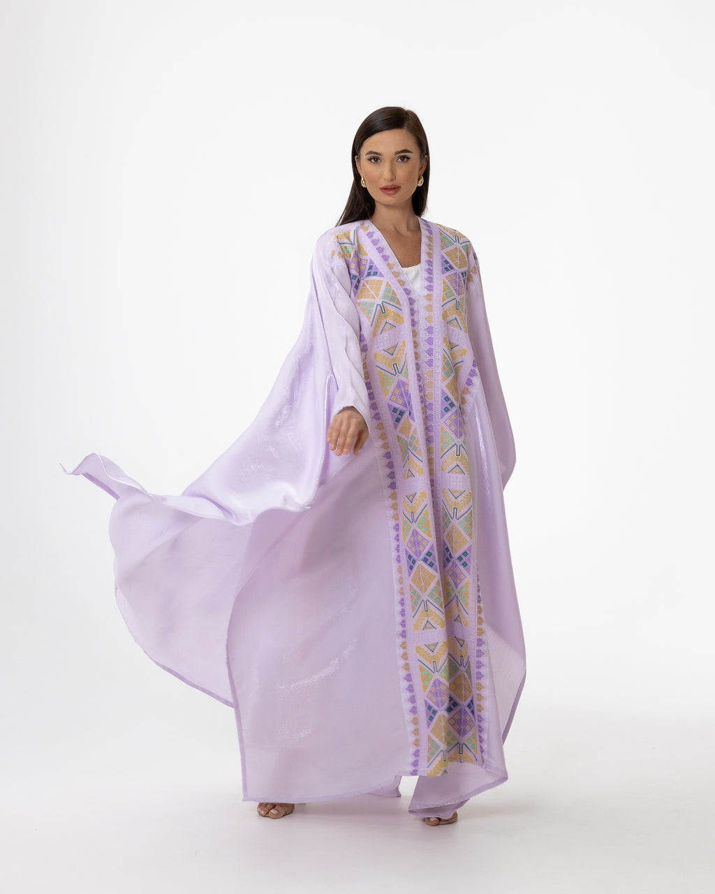 Lavender Open Cape with Embroidery