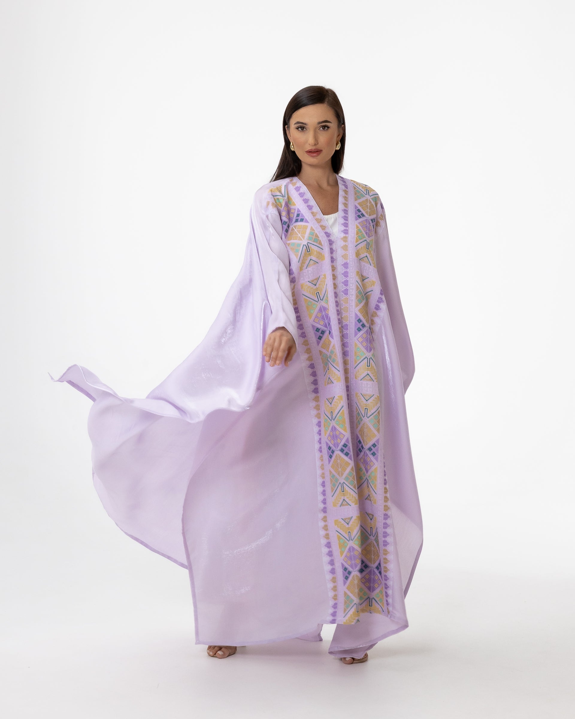 Lavender Open Cape with Embroidery