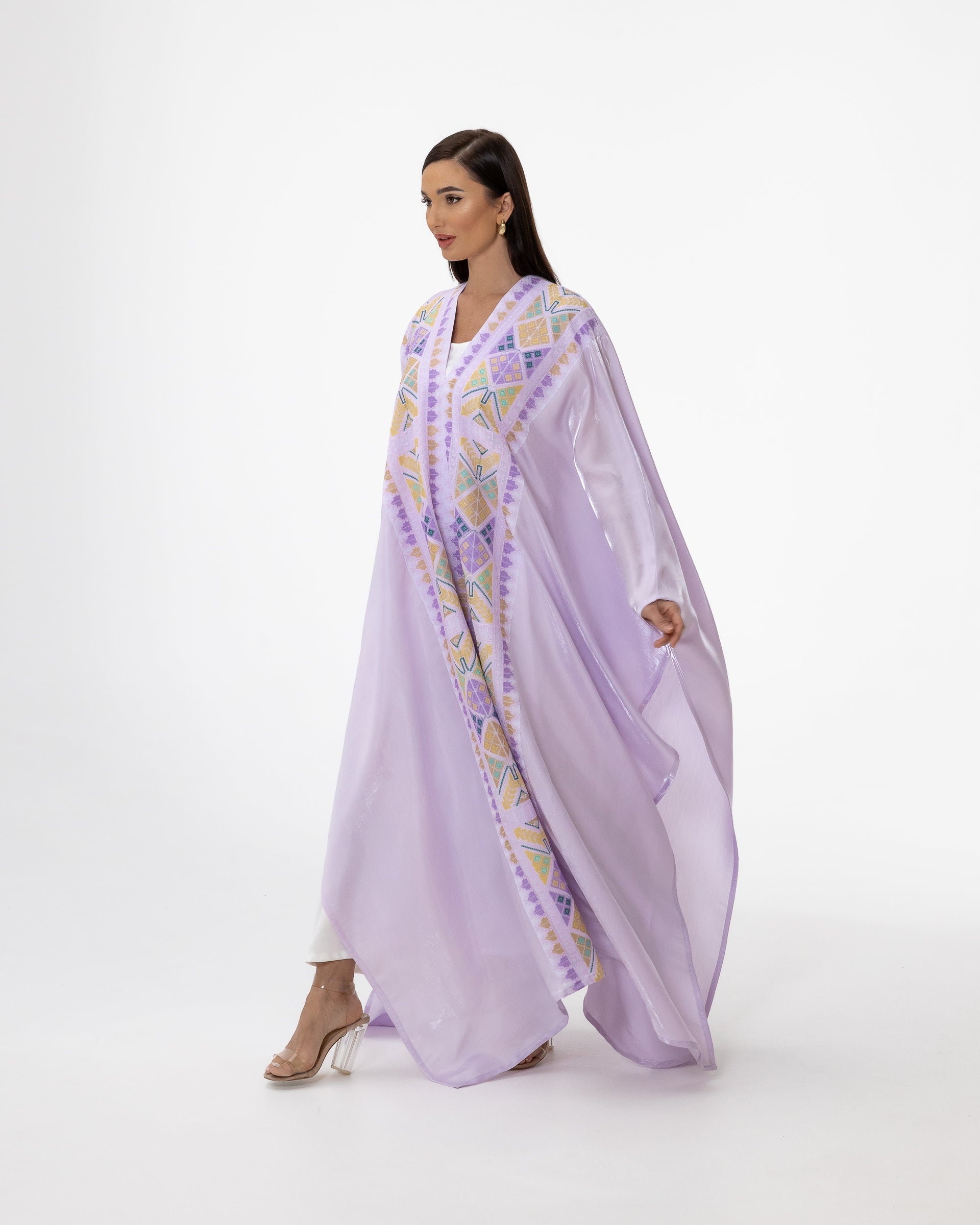 Lavender Open Cape with Embroidery