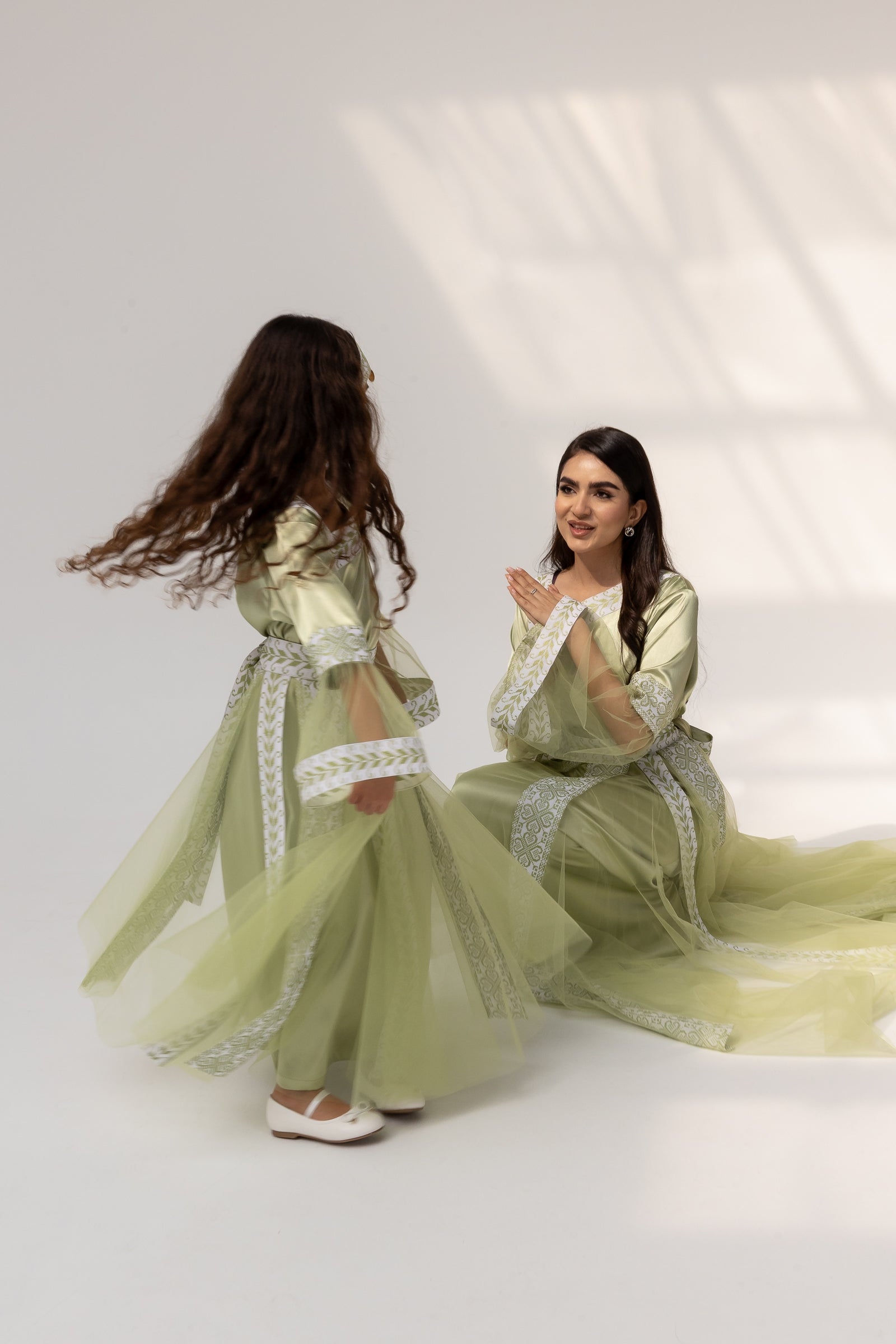 Kids Lime Dress with Detached Skirt