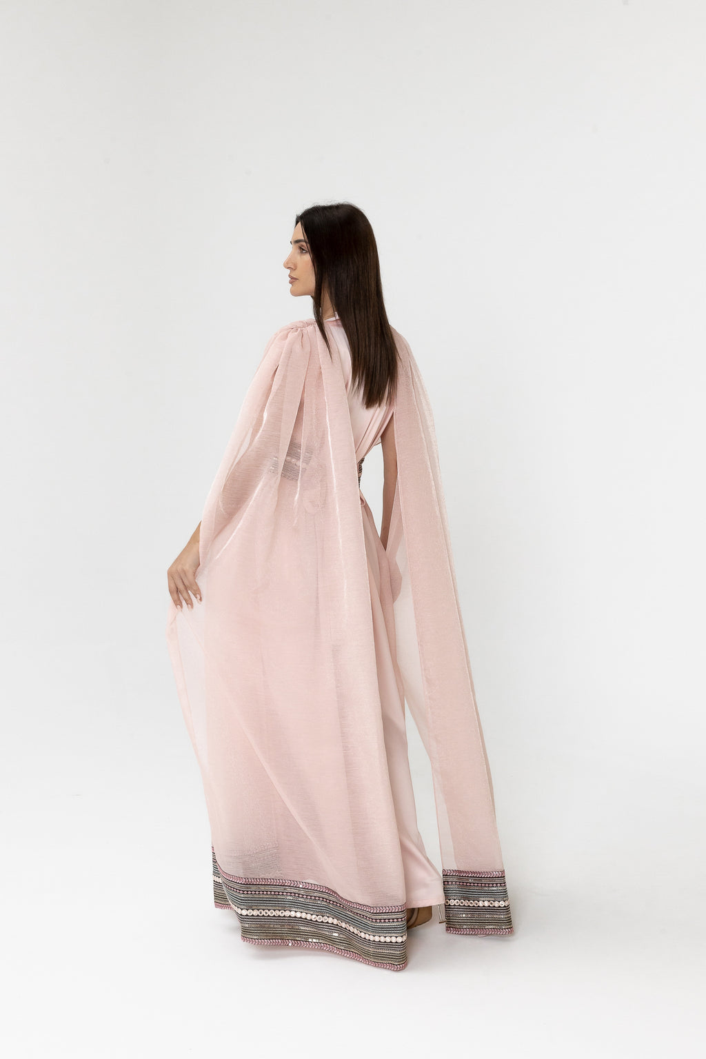 Blush Embroidered Cape Kaftan