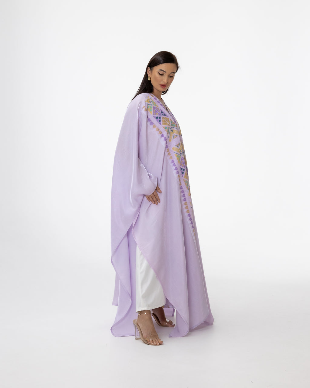 Lavender Open Cape with Embroidery