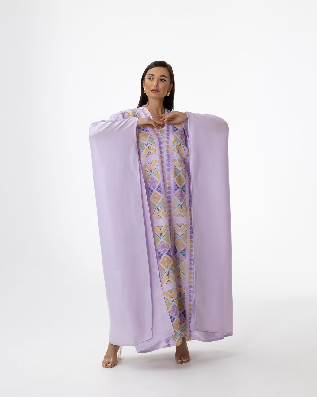 Lavender Open Cape with Embroidery