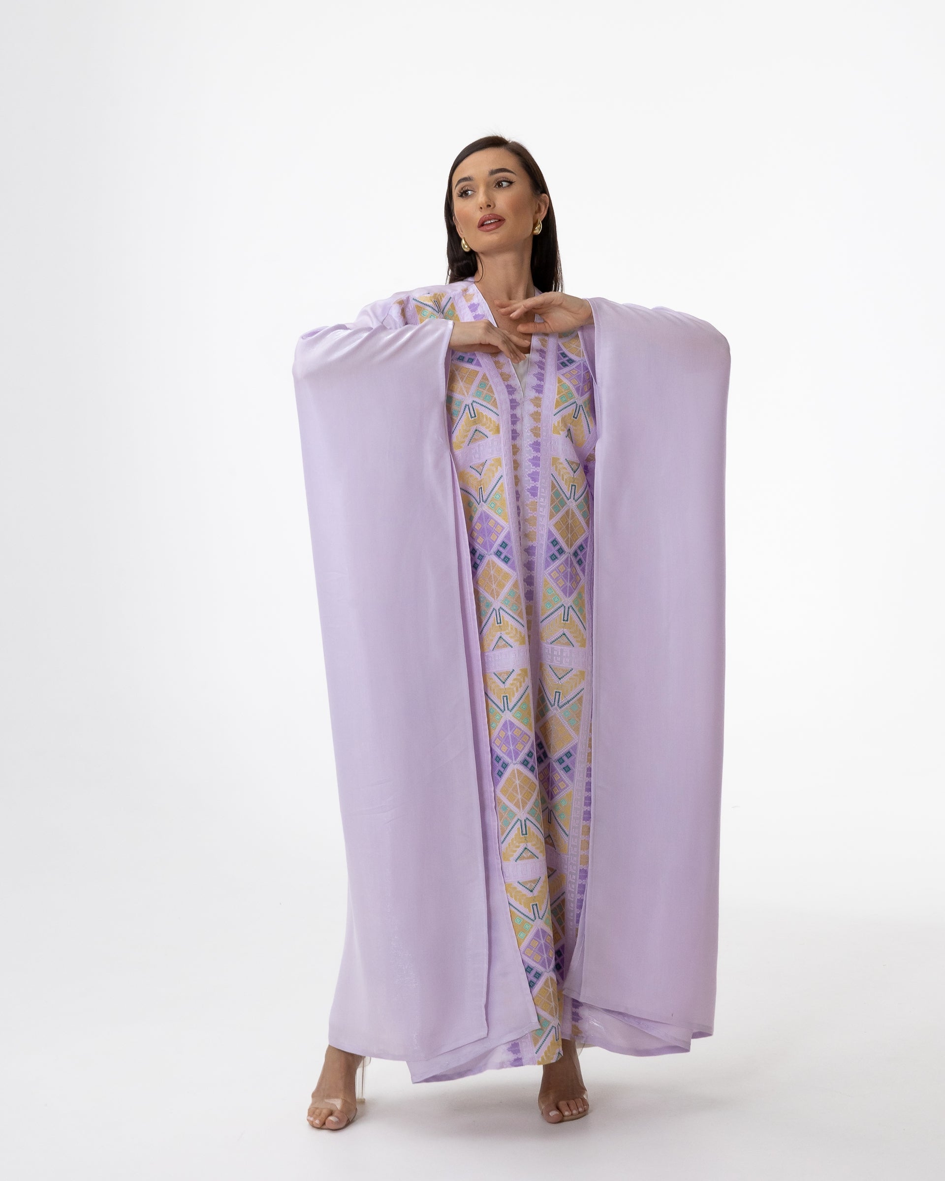 Lavender Open Cape with Embroidery