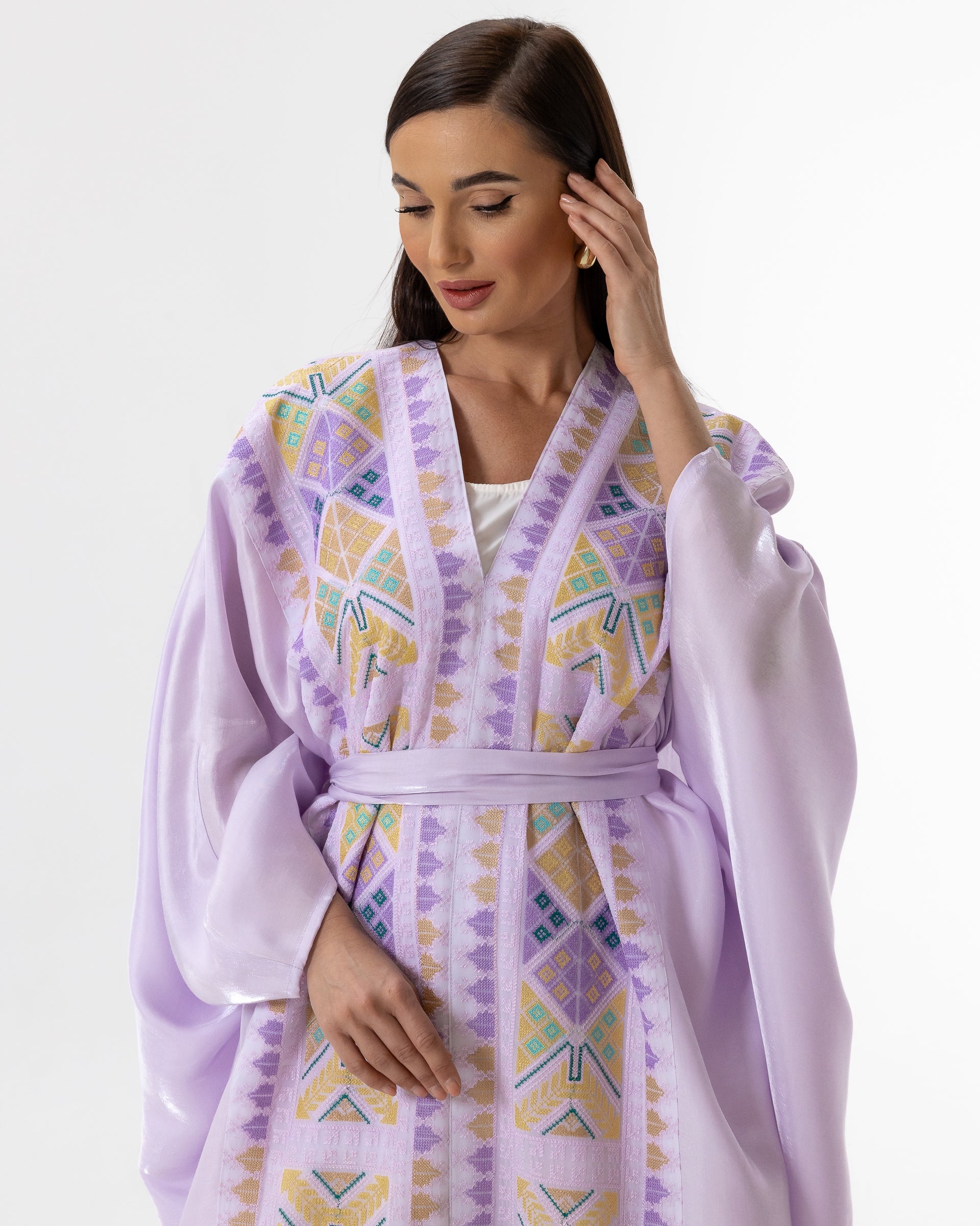 Lavender Open Cape with Embroidery