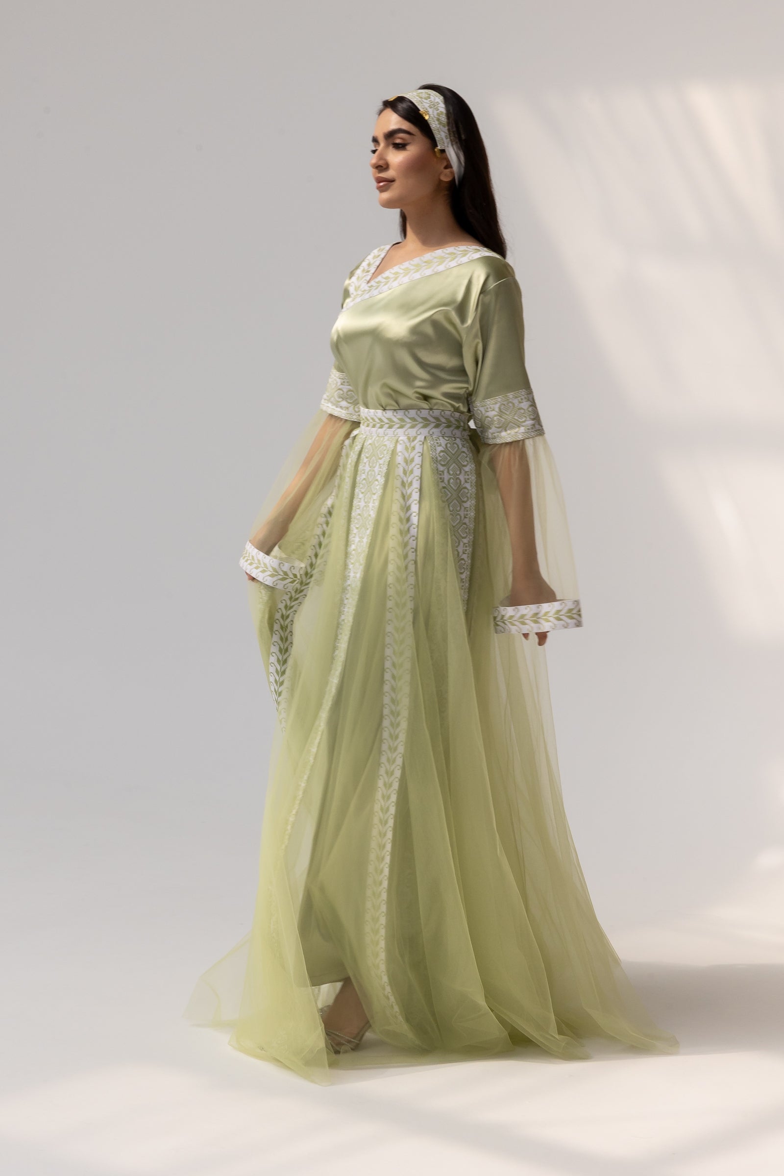 Embroidered Dress with Detachable Sheer Skirt