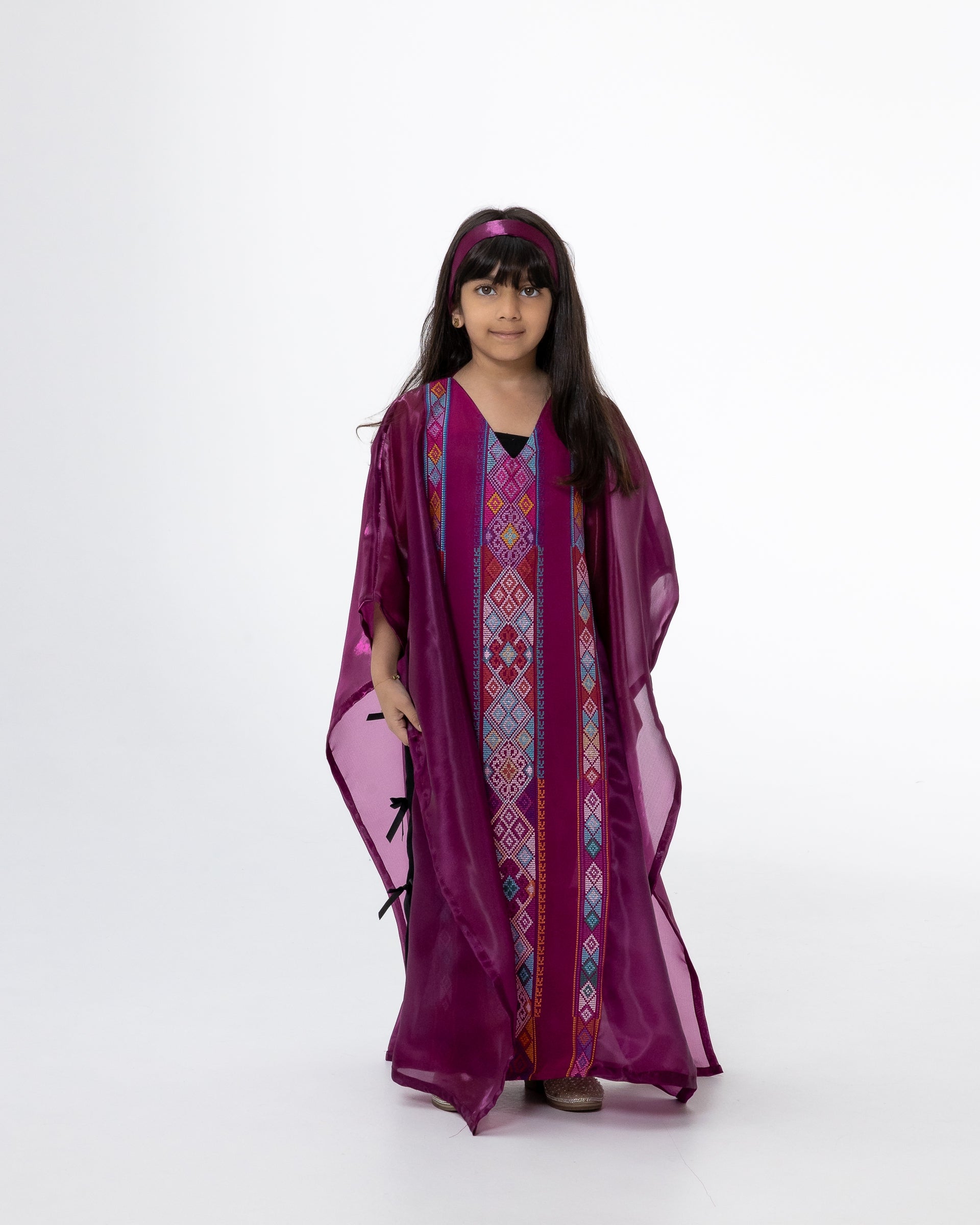 Kids Magenta Kaftan with Embroidered Details