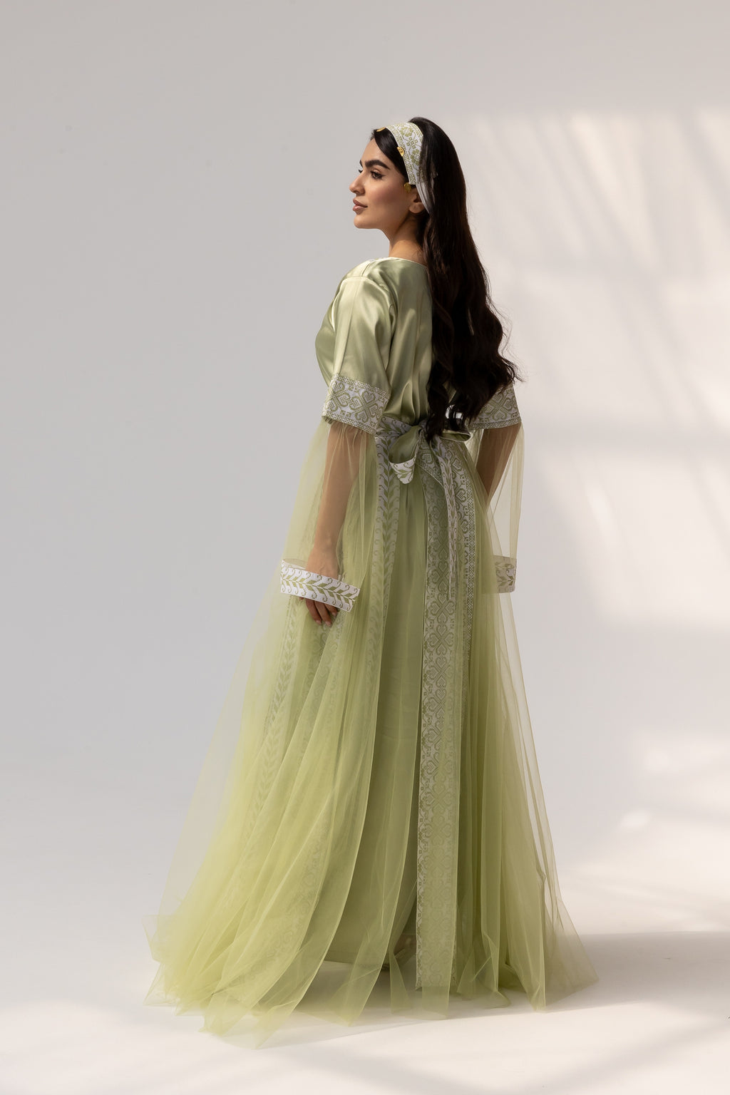 Embroidered Dress with Detachable Sheer Skirt