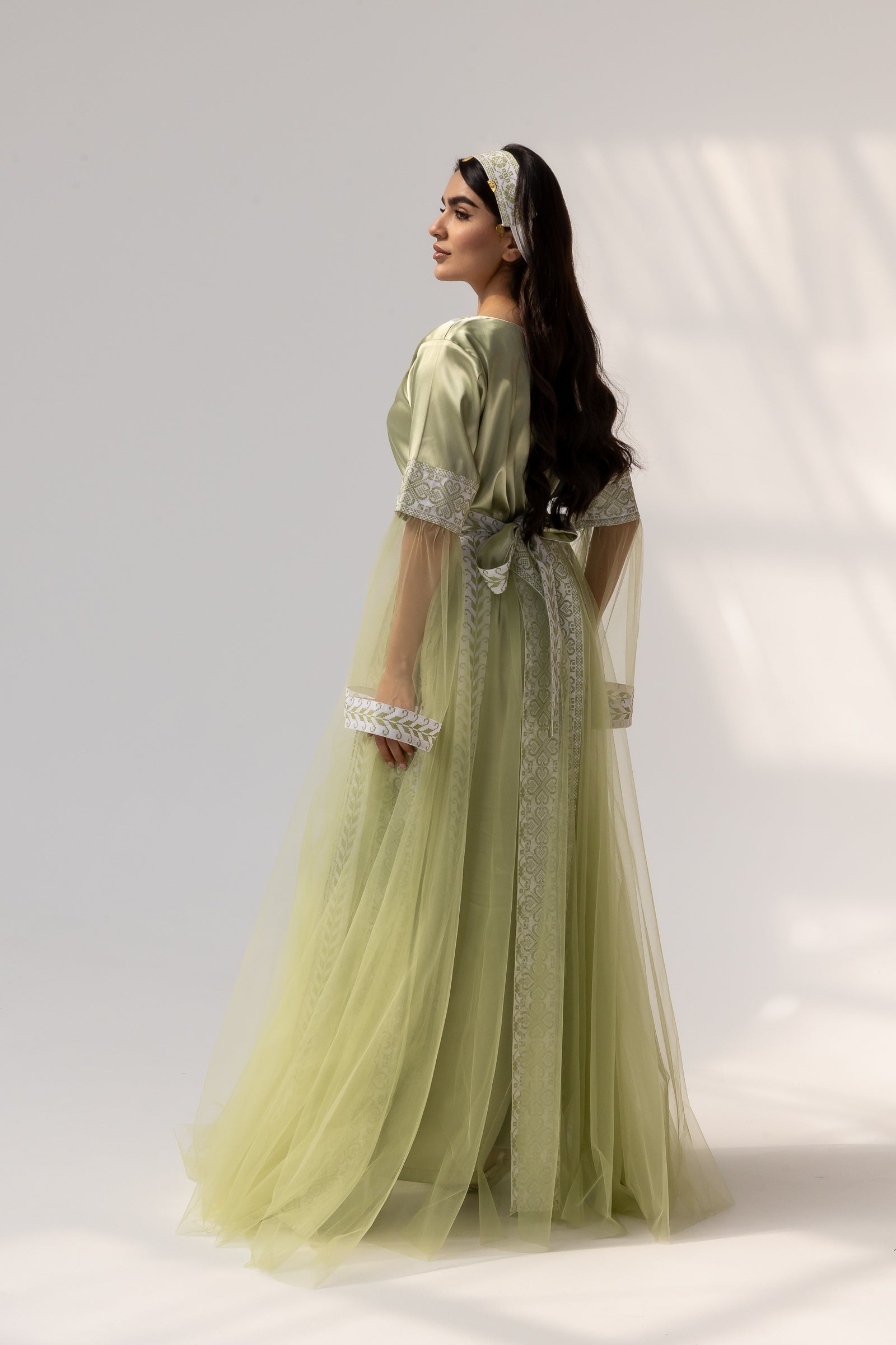 Embroidered Dress with Detachable Sheer Skirt