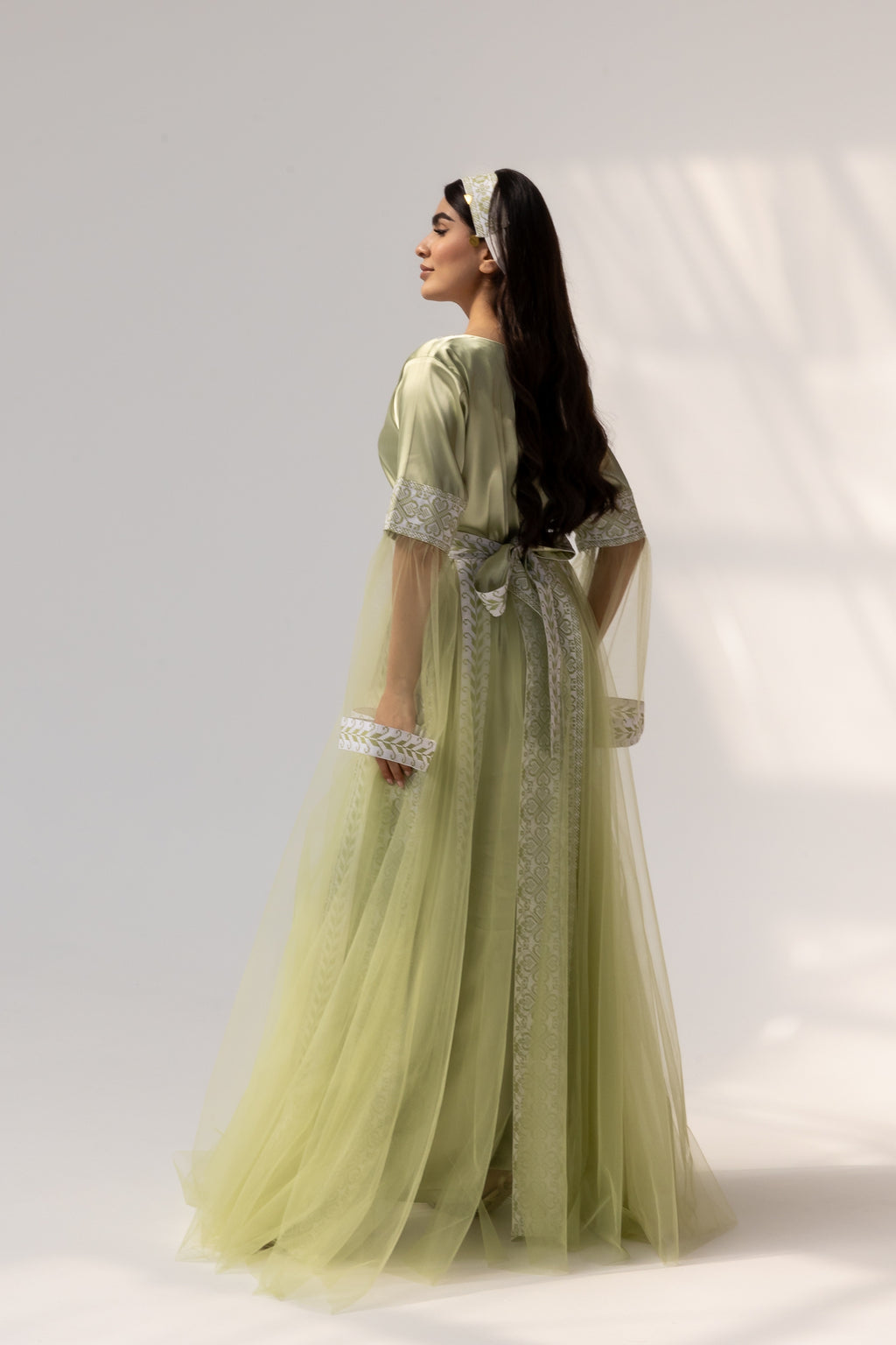 Embroidered Dress with Detachable Sheer Skirt