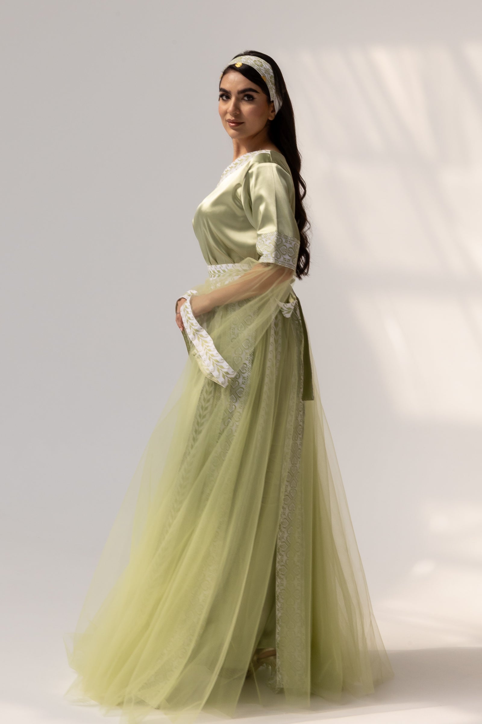 Embroidered Dress with Detachable Sheer Skirt